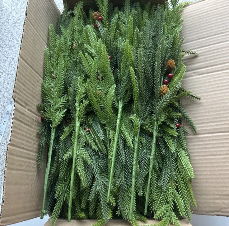 24PCS 17″ Artificial Pine Branches Christmas Decorations, Fake Cedar Stems