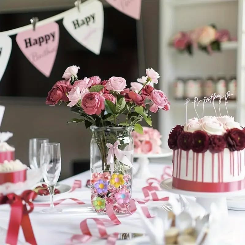 125Pcs Flower Vase Filler Artificial Floral Pearl for Floating Candle Faux Paste