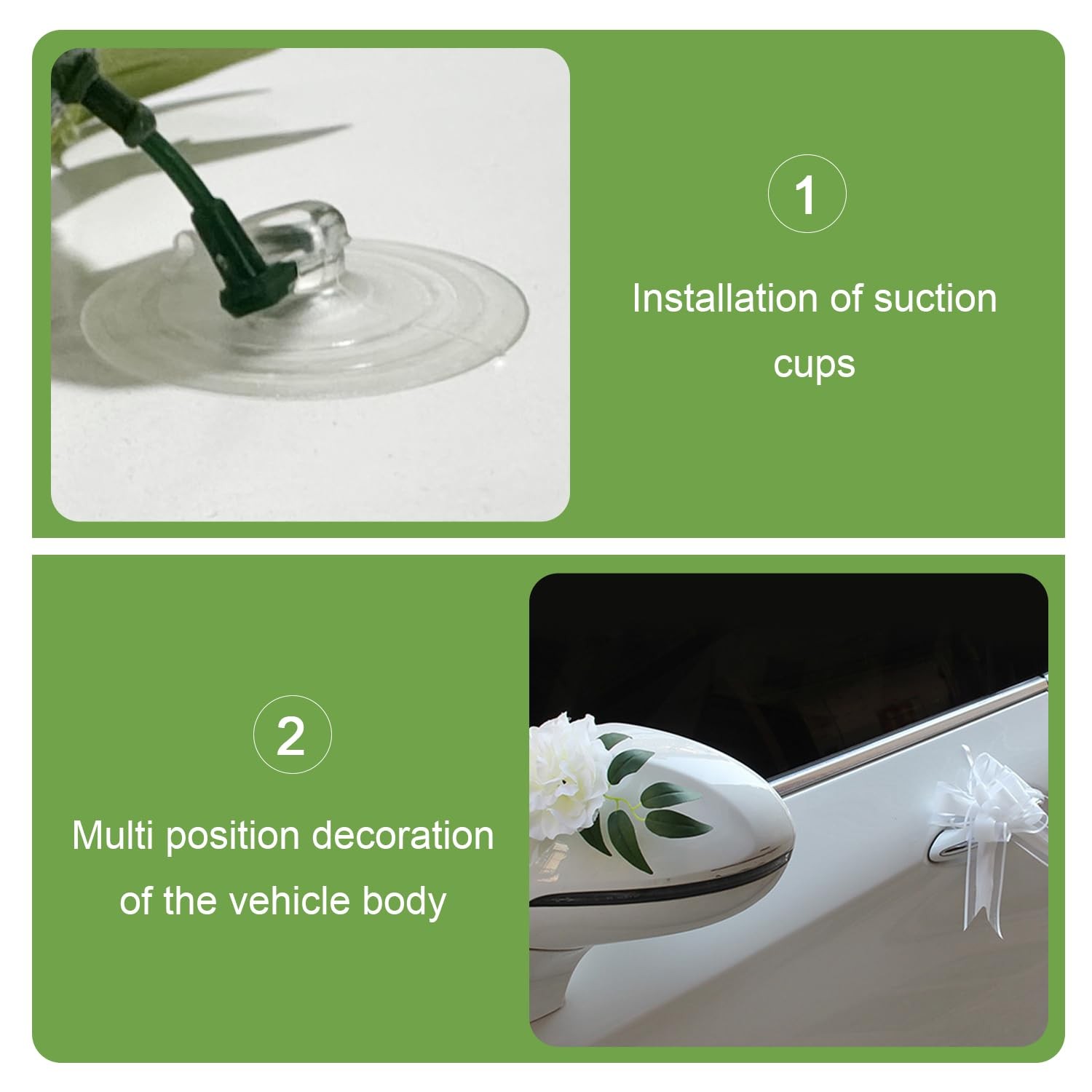 Artificial Wedding Car Decorations Kit, Suction Cups, Flowers, Ribbon, Red