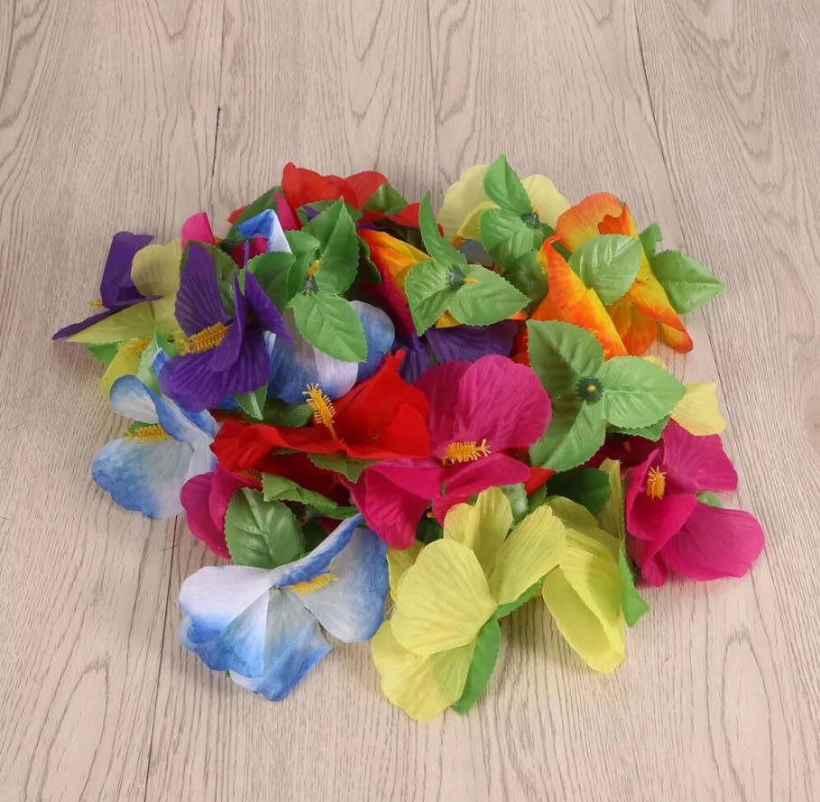 36 Pcs Artificial Hibiscus Flowers Faux Tropical Decor for Parties and Home Deco