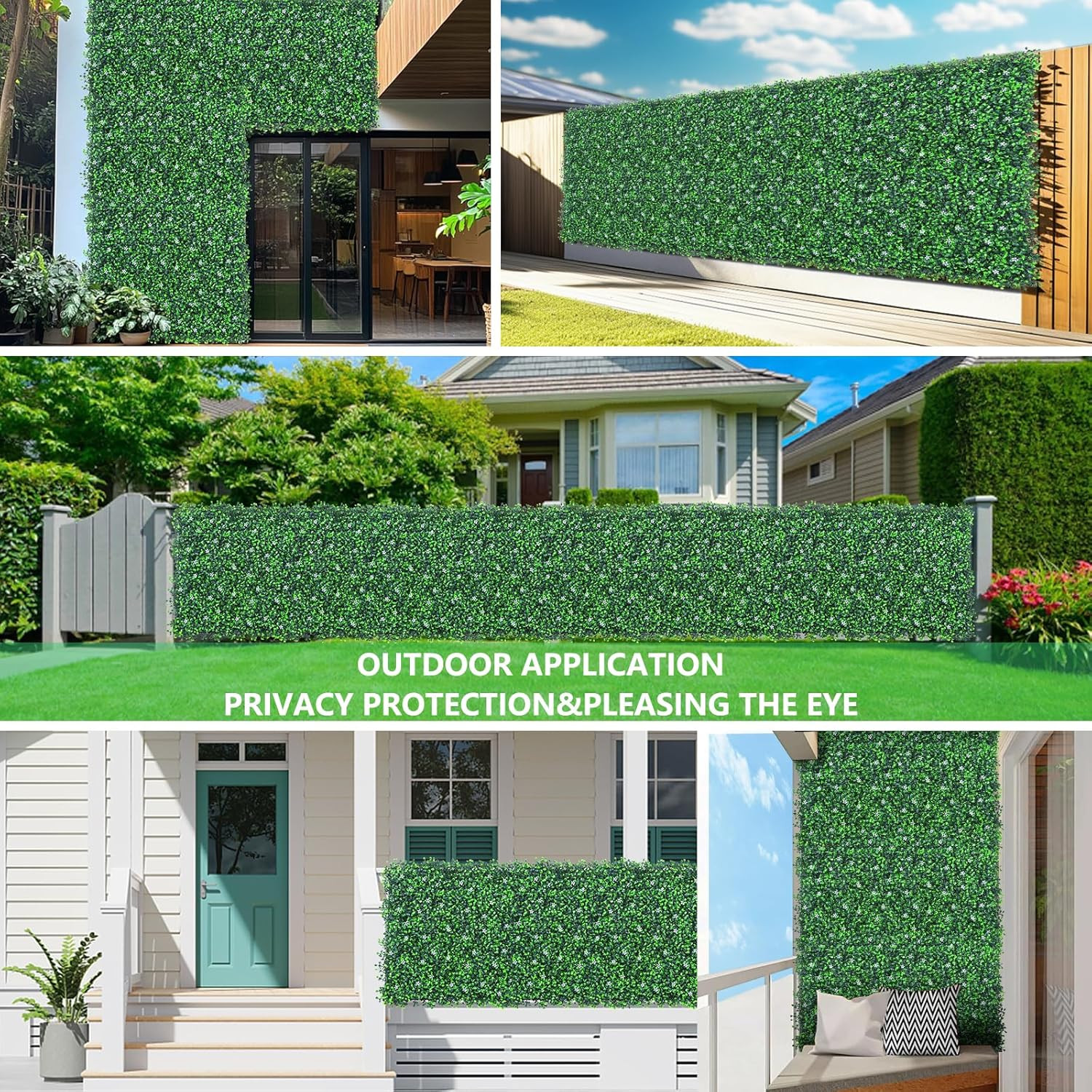 Artificial Boxwood Roll Panels with Flowers – UV-Resistant Privacy Fence Screen