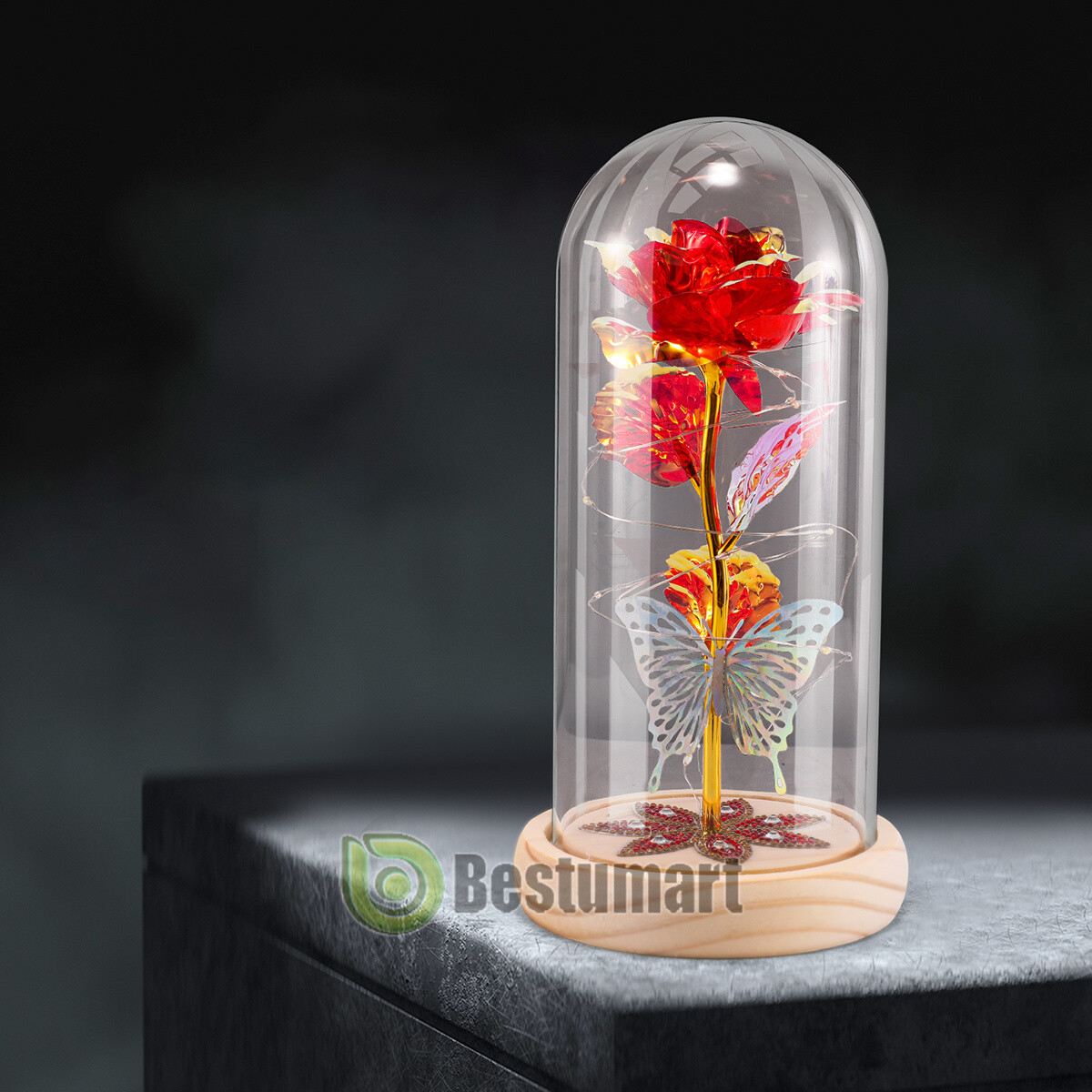 Rose Flowers Christmas Gift for Women,Glass Dome Rose Gifts for Mom Wife Grandma