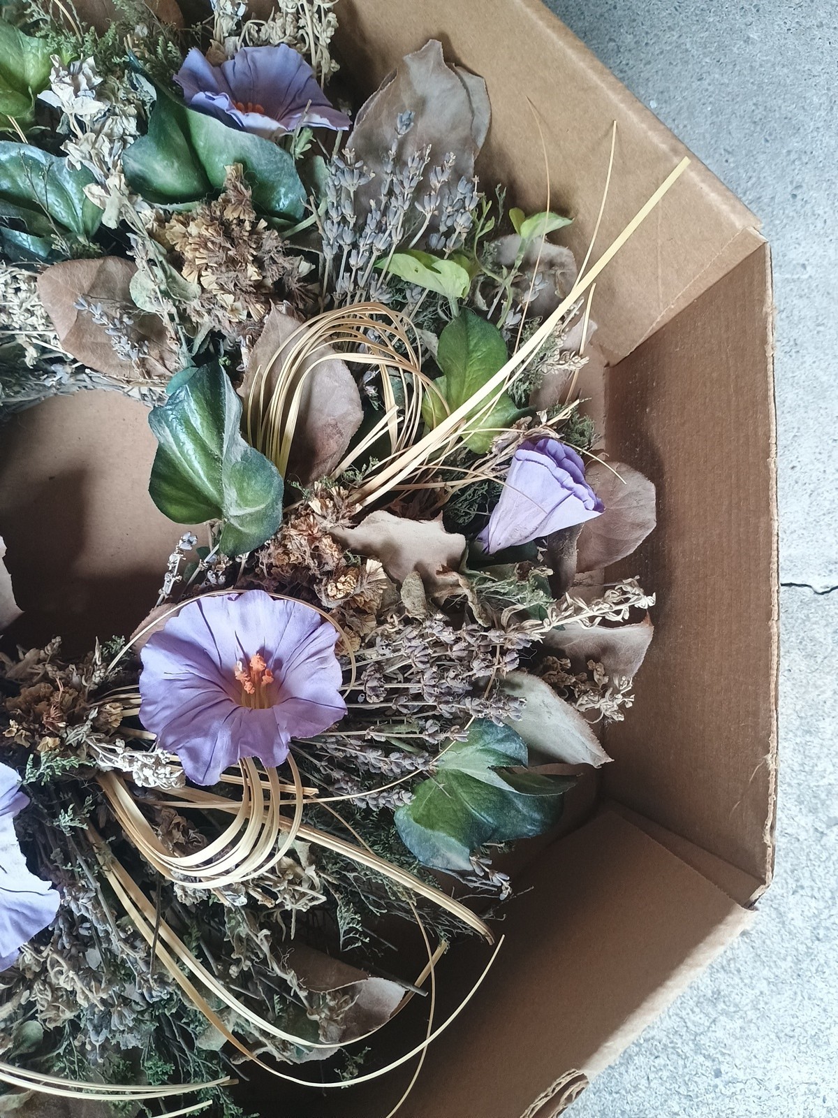 Flower Door Wreath LL Bean Cottage Style Decor Purple Morning Glory 18×18″ New