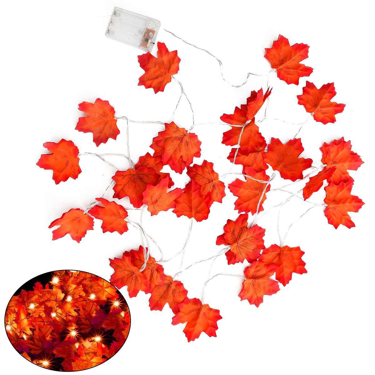 Fall Garland Decor Maple Leaf String Light Thanksgiving Christmas Halloween 2023