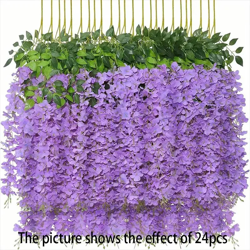 12PCS Artificial Wisteria Vine Garland Silk Hanging Flowers for Home, Wedding