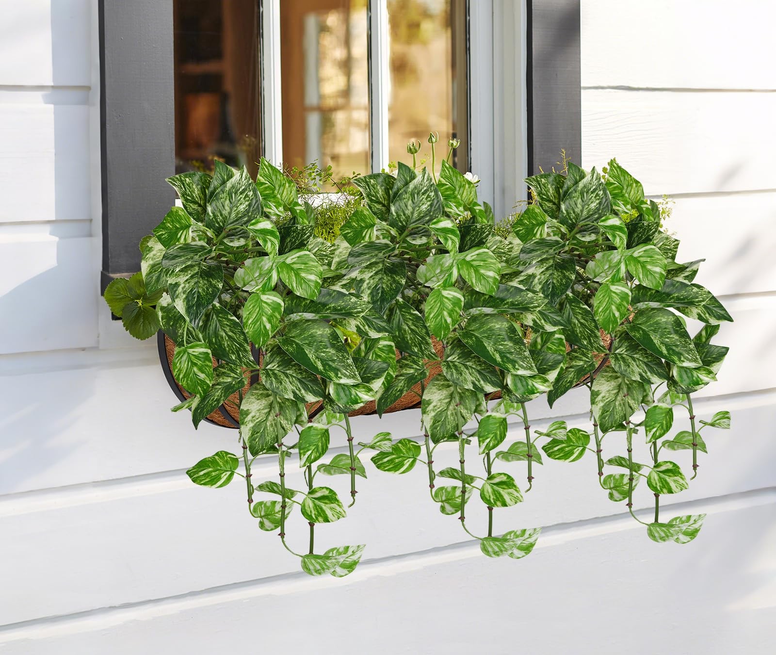 Artificial Pothos Hanging Plants 25″ Fake Ivy Vine Faux Ivy Pothos Leaves Han…