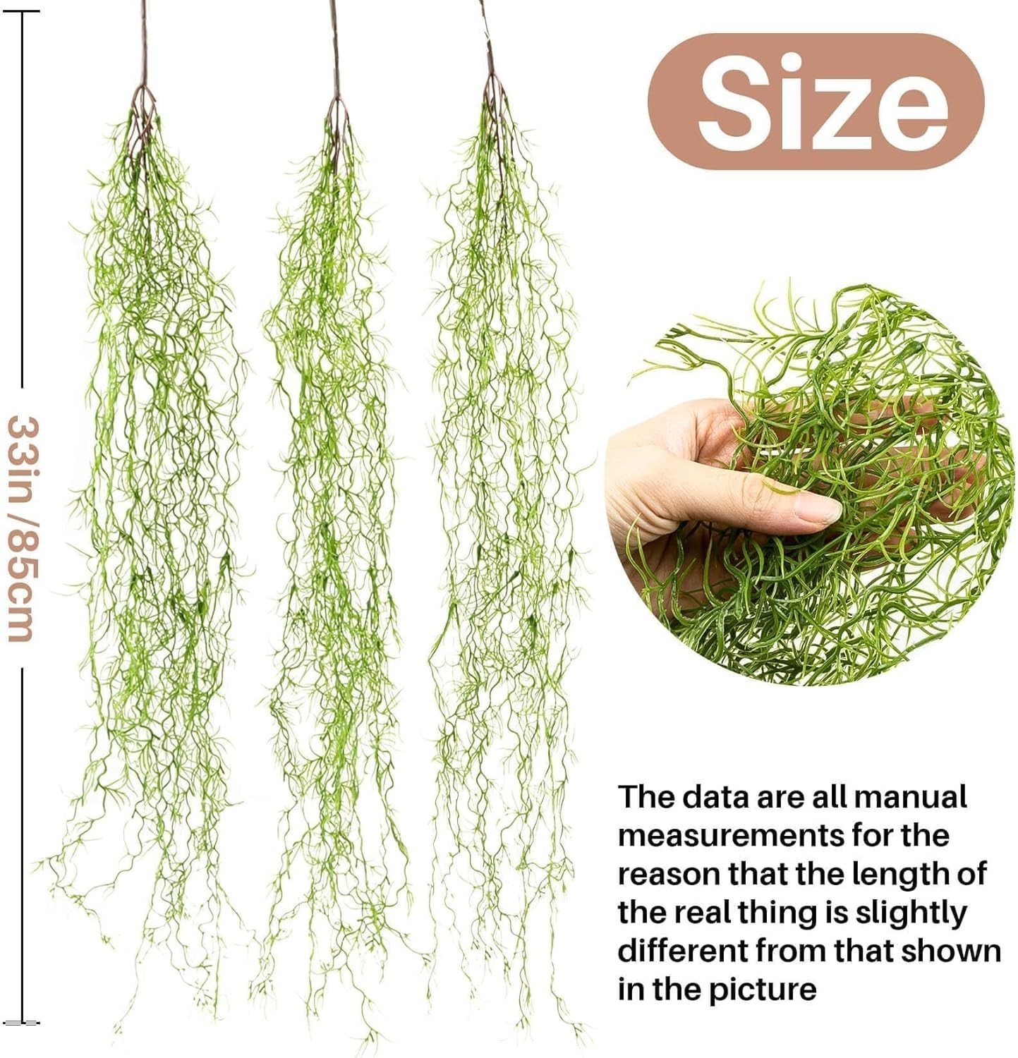 MAQIHAN Fake Spanish Moss – Artificial Moss for Plants Indoor Crafts 33 Inch Lon