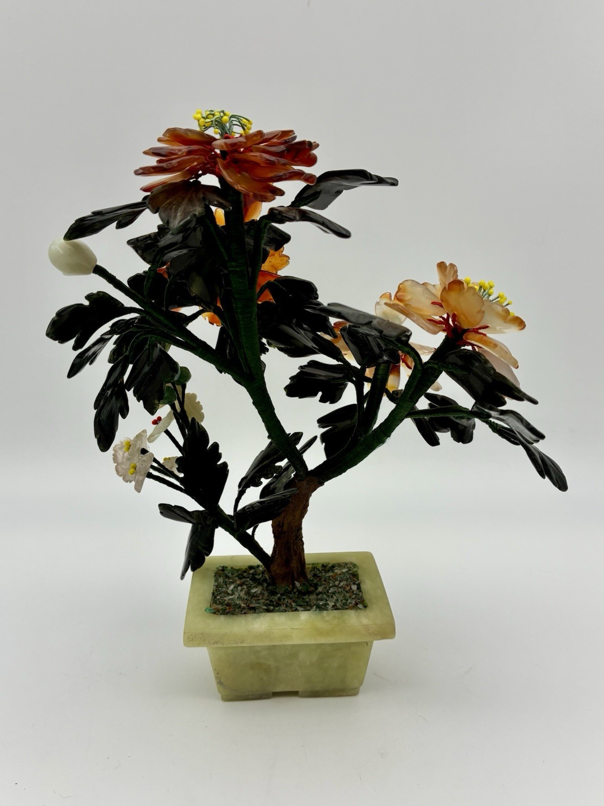 Vintage Chinese Jade Bonsai Tree in Jade Pot 7.5”