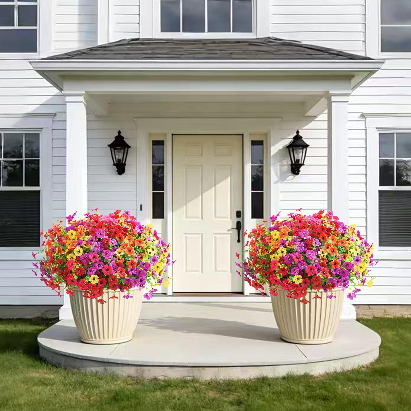 Artificial Flowers for Outdoors, Fake Faux Plants Outside Realistic Spring Su…