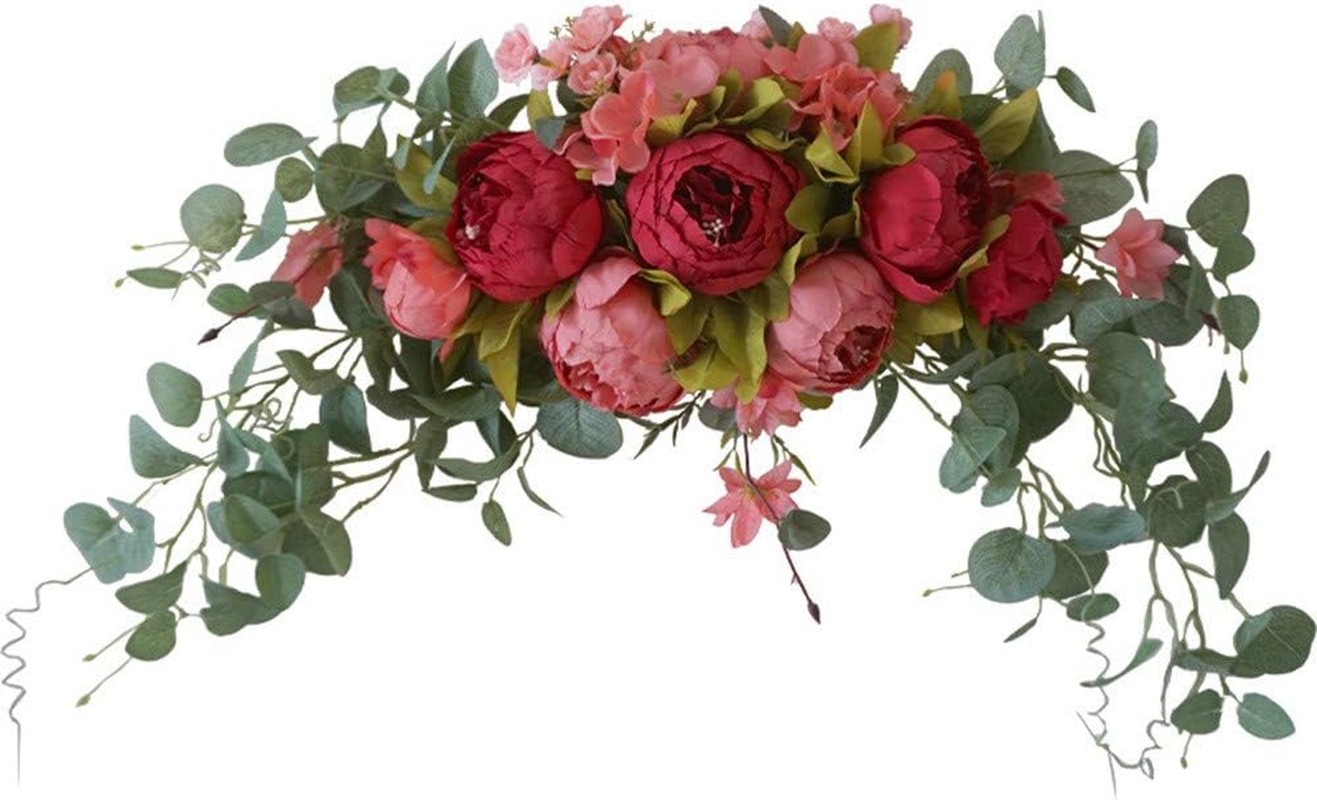 Rustic Wedding Arch Floral Swag – 30″ Artificial Roses & Sunflowers Wreath