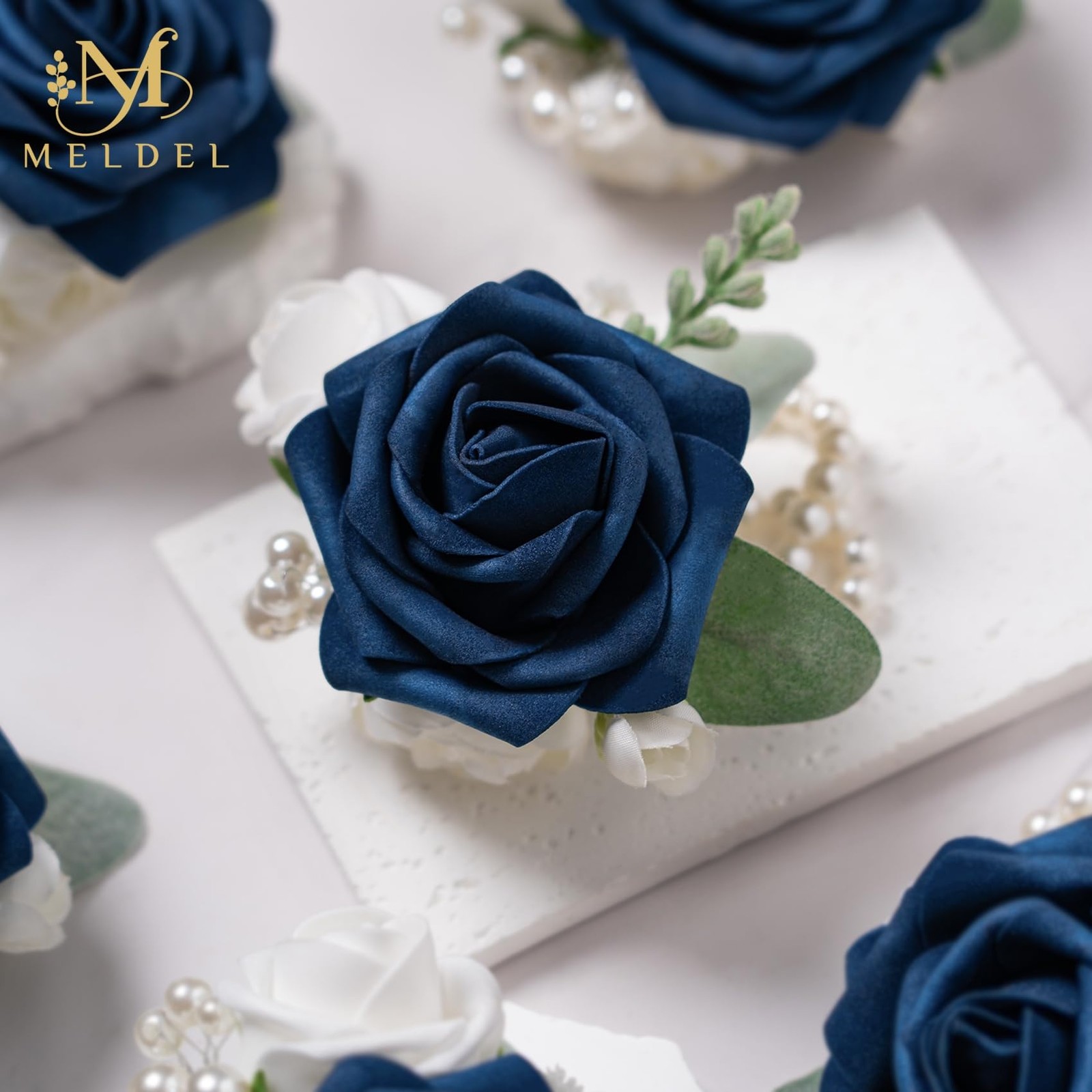 6 PCS Blue Wrist Corsage Prom Flower Girl Mother Wristlet Bridesmaid Wedding