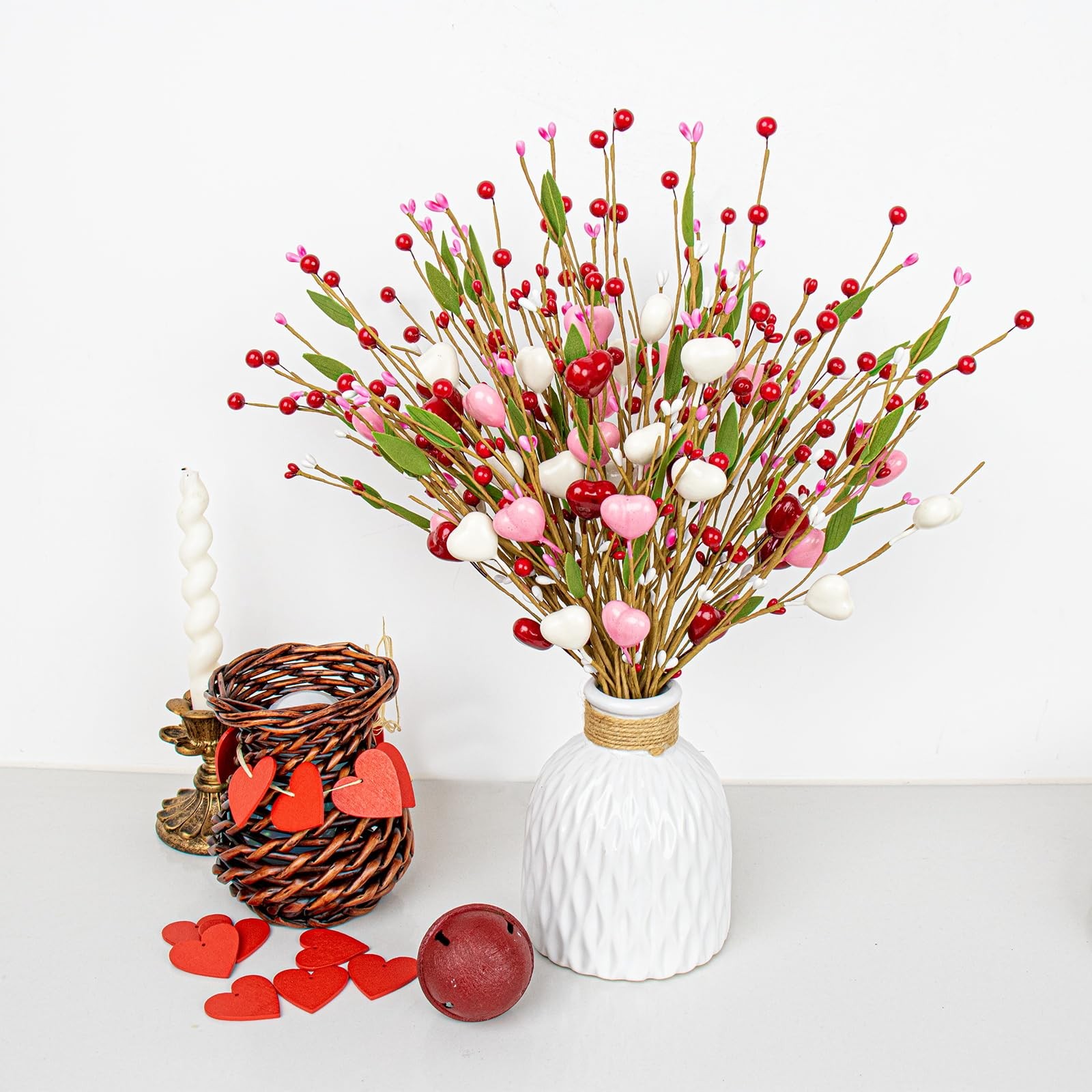 Valentine’s Day Gifts 24 Pack Valentines Day Picks 17 Inch Red White Pink Hea…