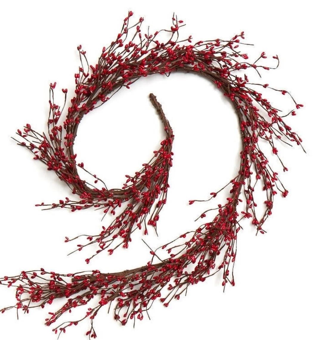Pip Berry Garland Burgundy 5′ 60″ FULL BEAUTIFUL RED BERRIES
