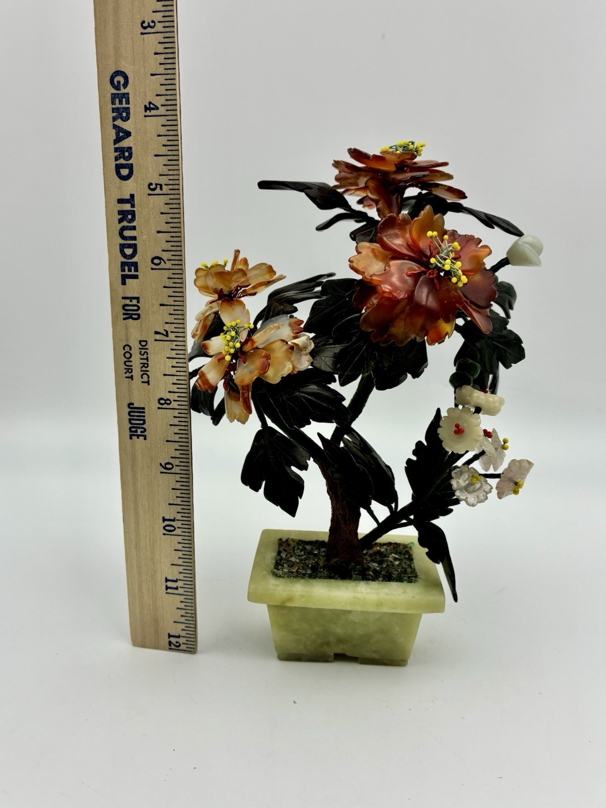 Vintage Chinese Jade Bonsai Tree in Jade Pot 7.5”