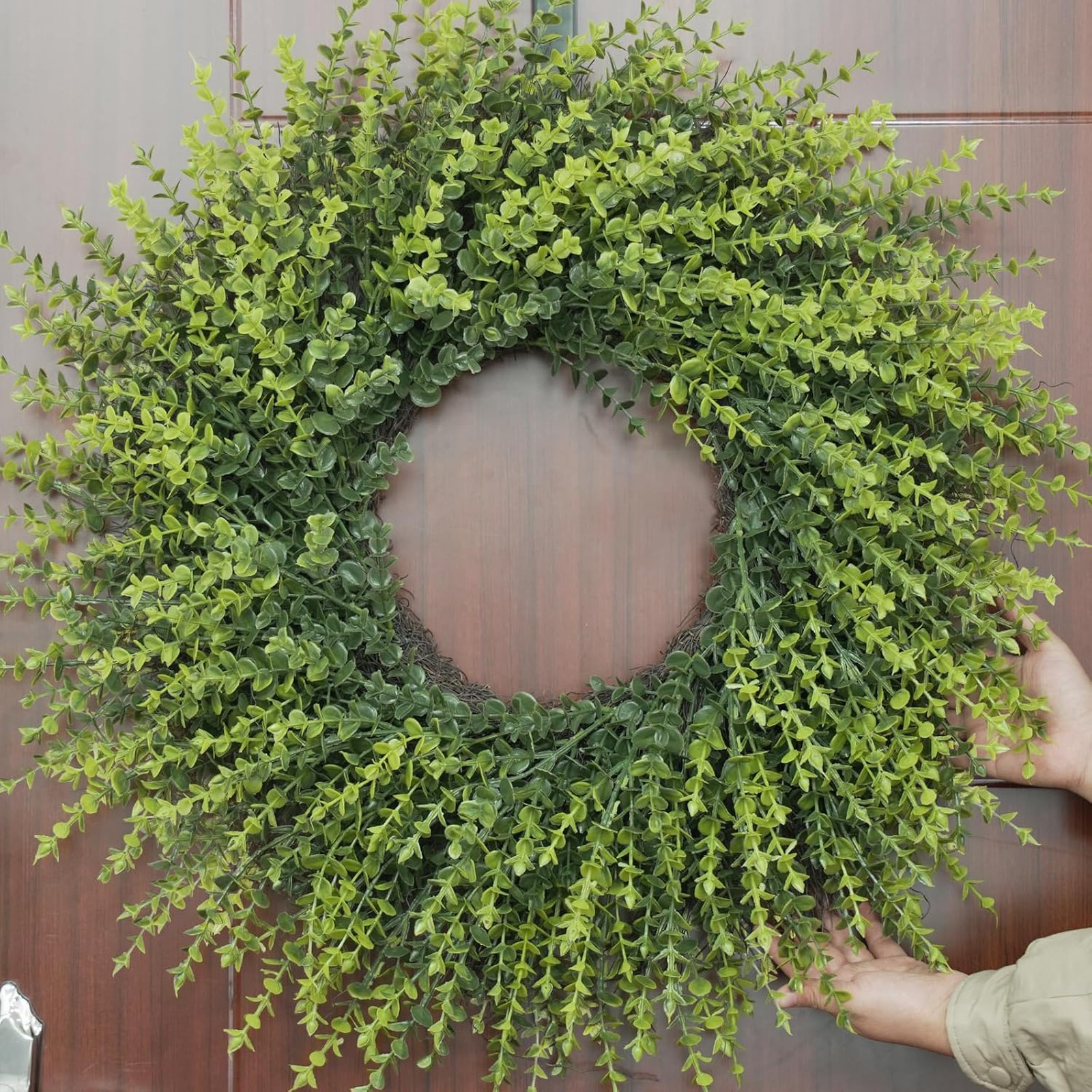 28 Inch Large Boxwoods Door Wreath for Front Door Spring Summer Fall Winter All
