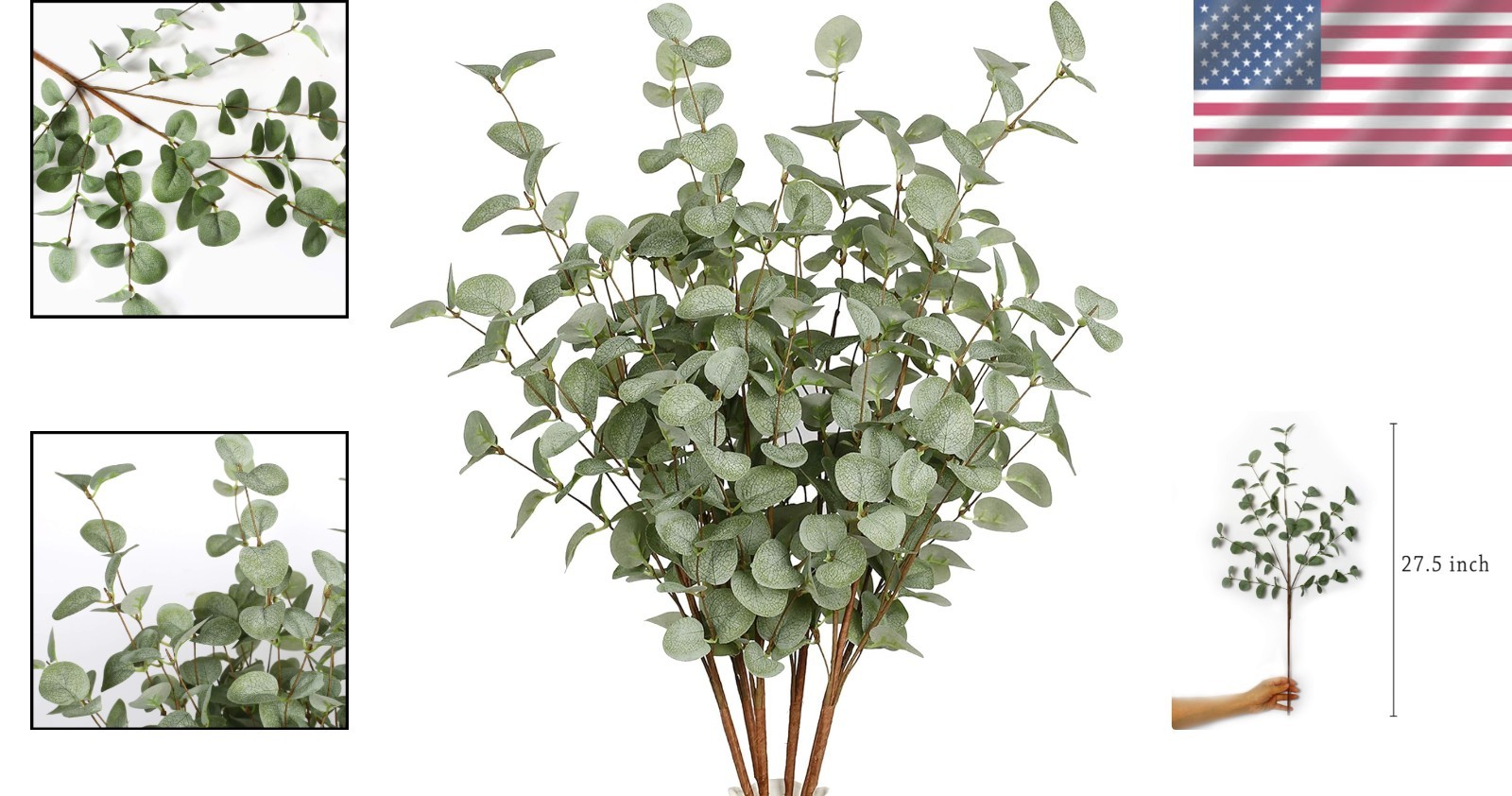 27-Inch Eucalyptus Leaf Sprays – 6 Pcs for Weddings, Parties, and Home Decor