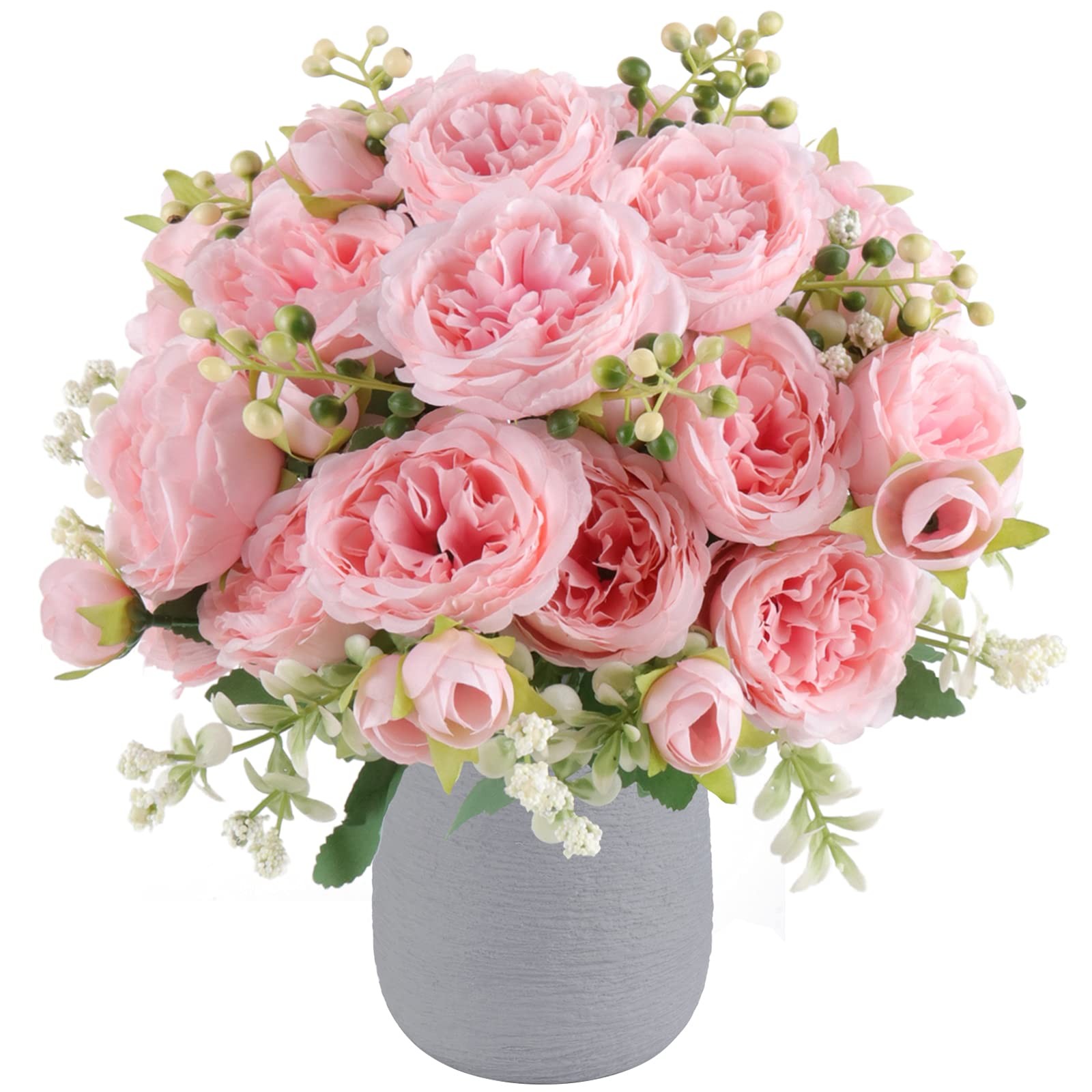 Artificial Peonies Silk Flowers, 4 Bundles Faux Peony Bouquet Florals Arrange…