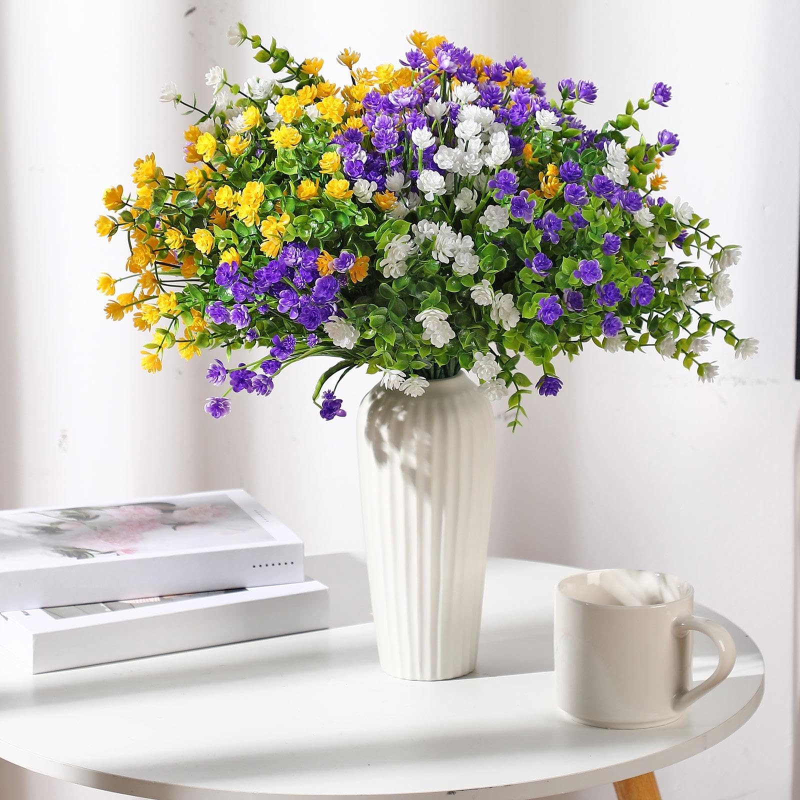 36 Bundles Artificial Flowers for Outdoor, UV Resistant Faux Artificial Plant…