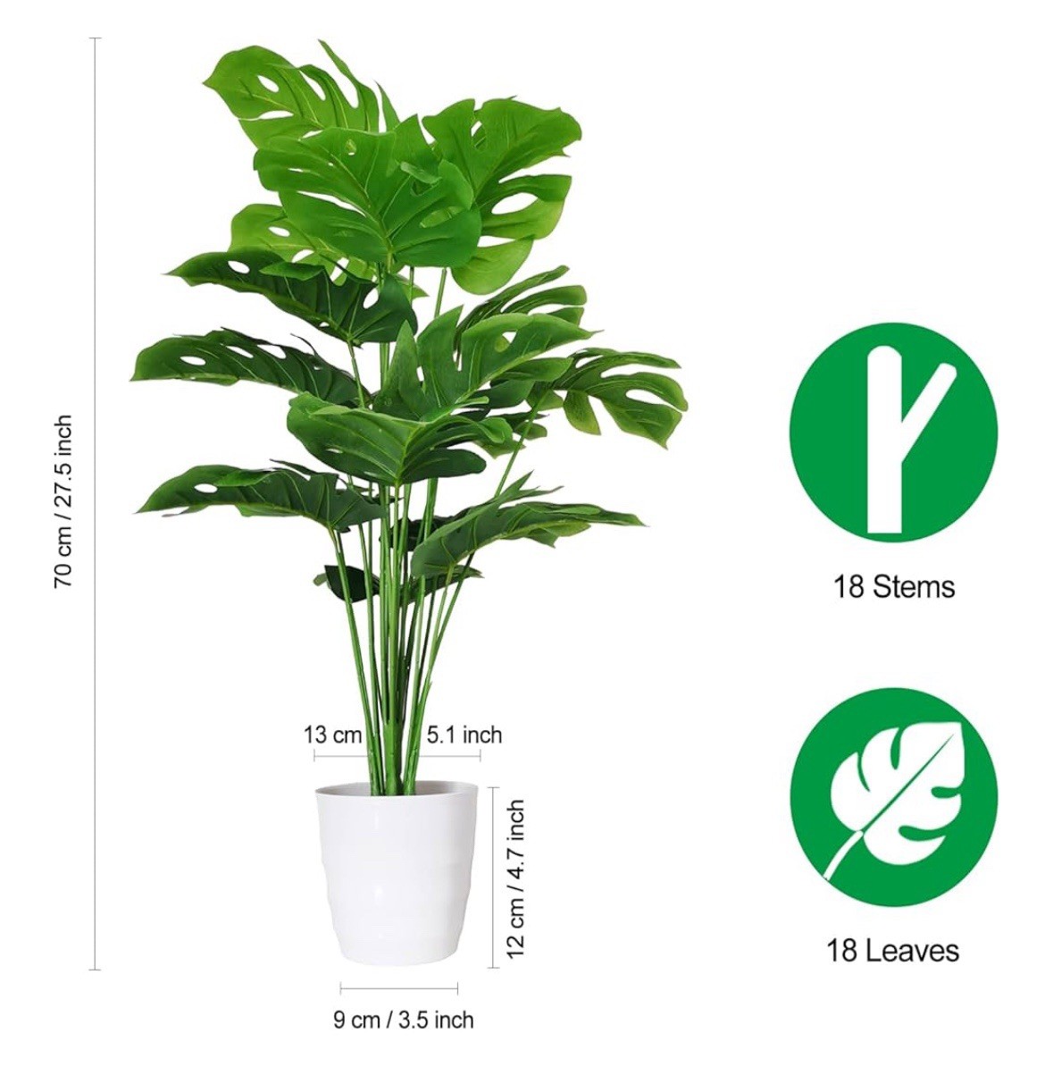 28″ Set of 2 Artificial Monstera Deliciosa Plants In Pot Indoor Faux Plants