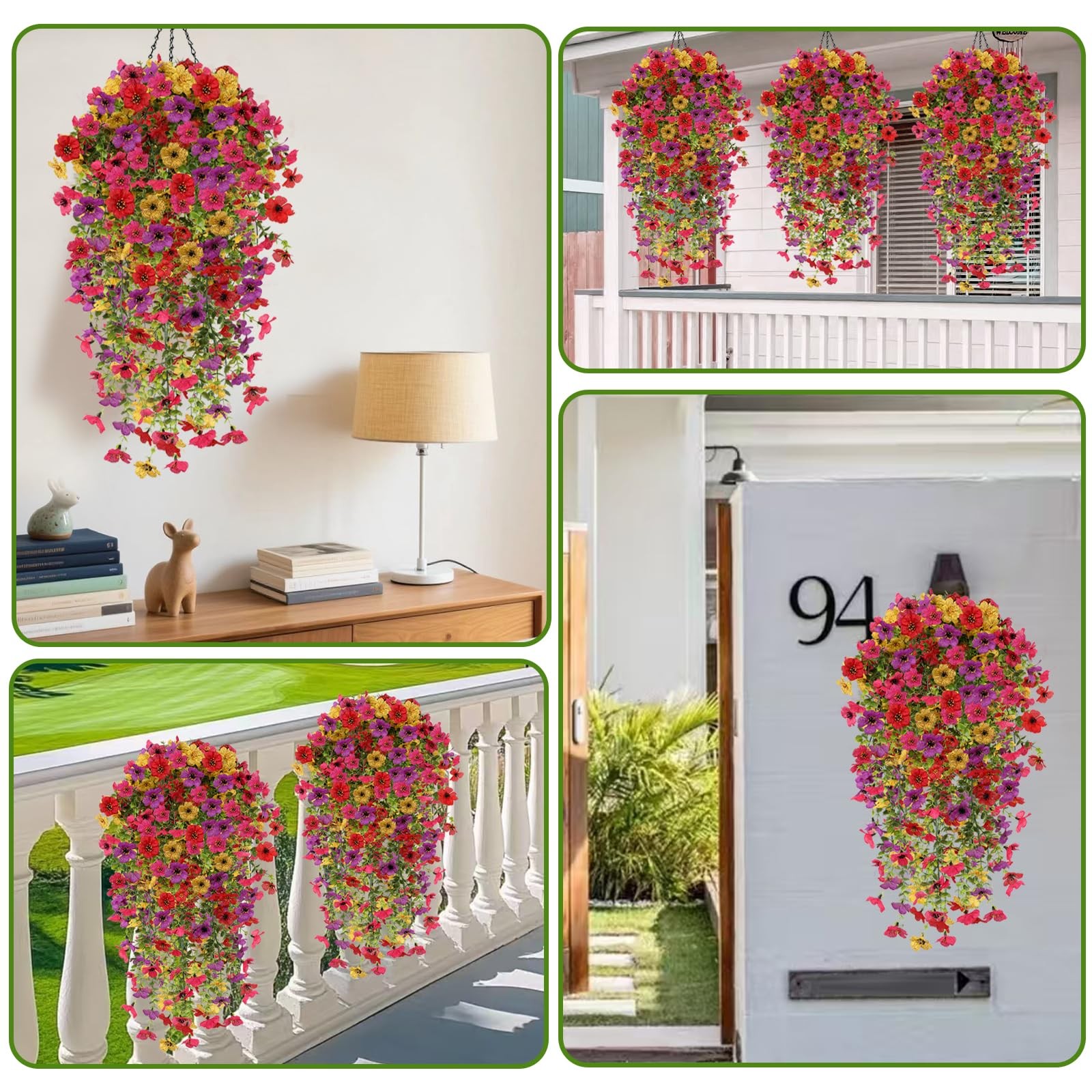 FUTBER 4PCS Artificial Hanging Flowers for Outdoors Summer Decoration, Upgrad…