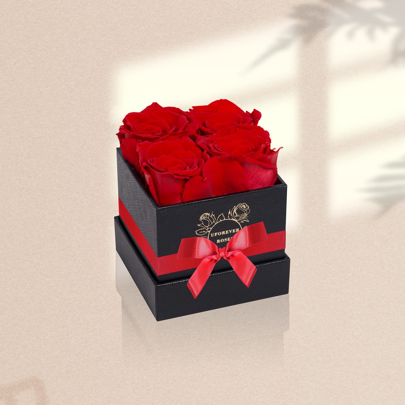 4 PCS Preserved Roses In Box Flowers Gift For Her Red Anniversary Birthday