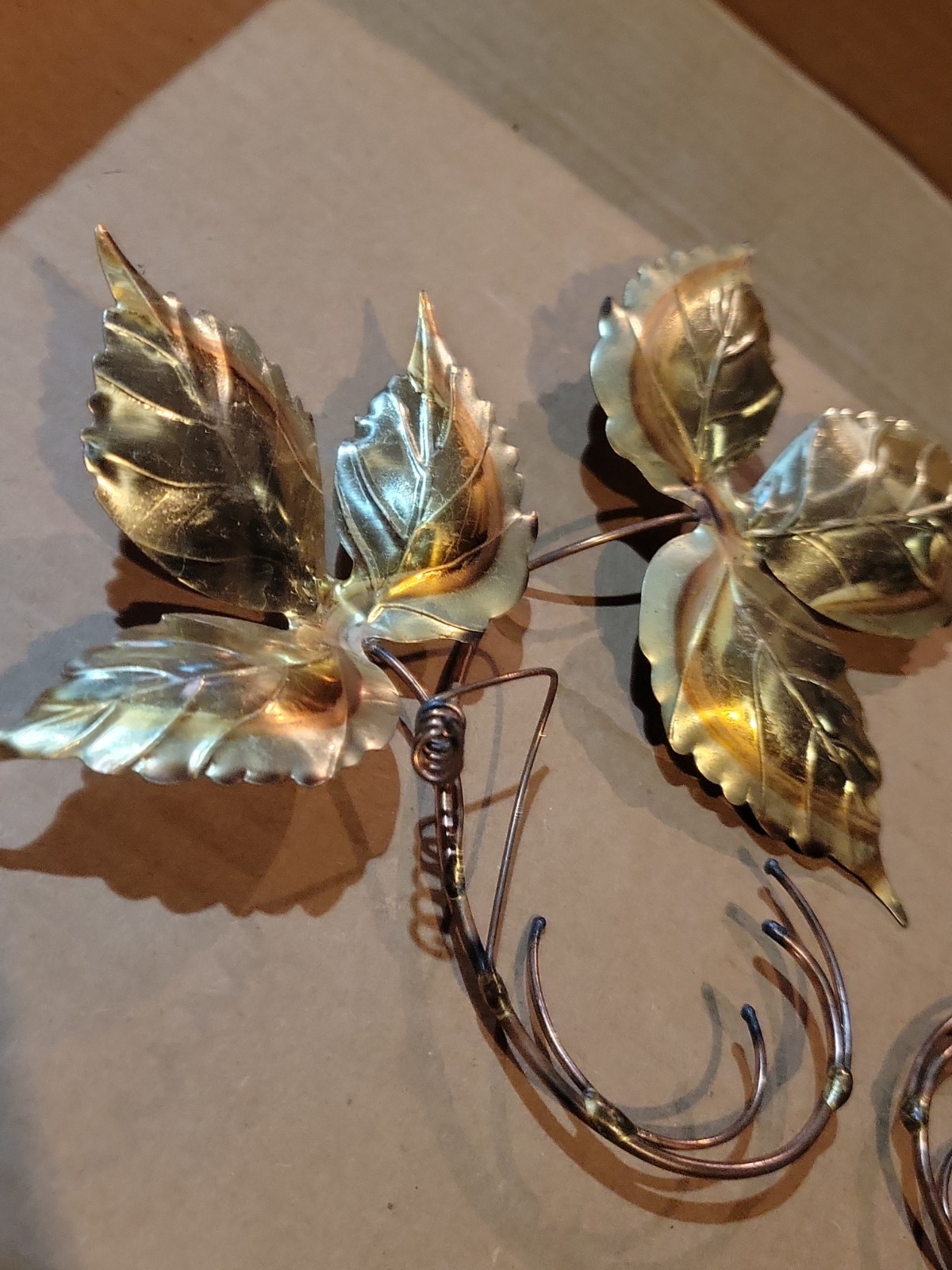 Vintage Metallic Leaves Decor Set Home MCM Home Interiors Homco Ivy Brass