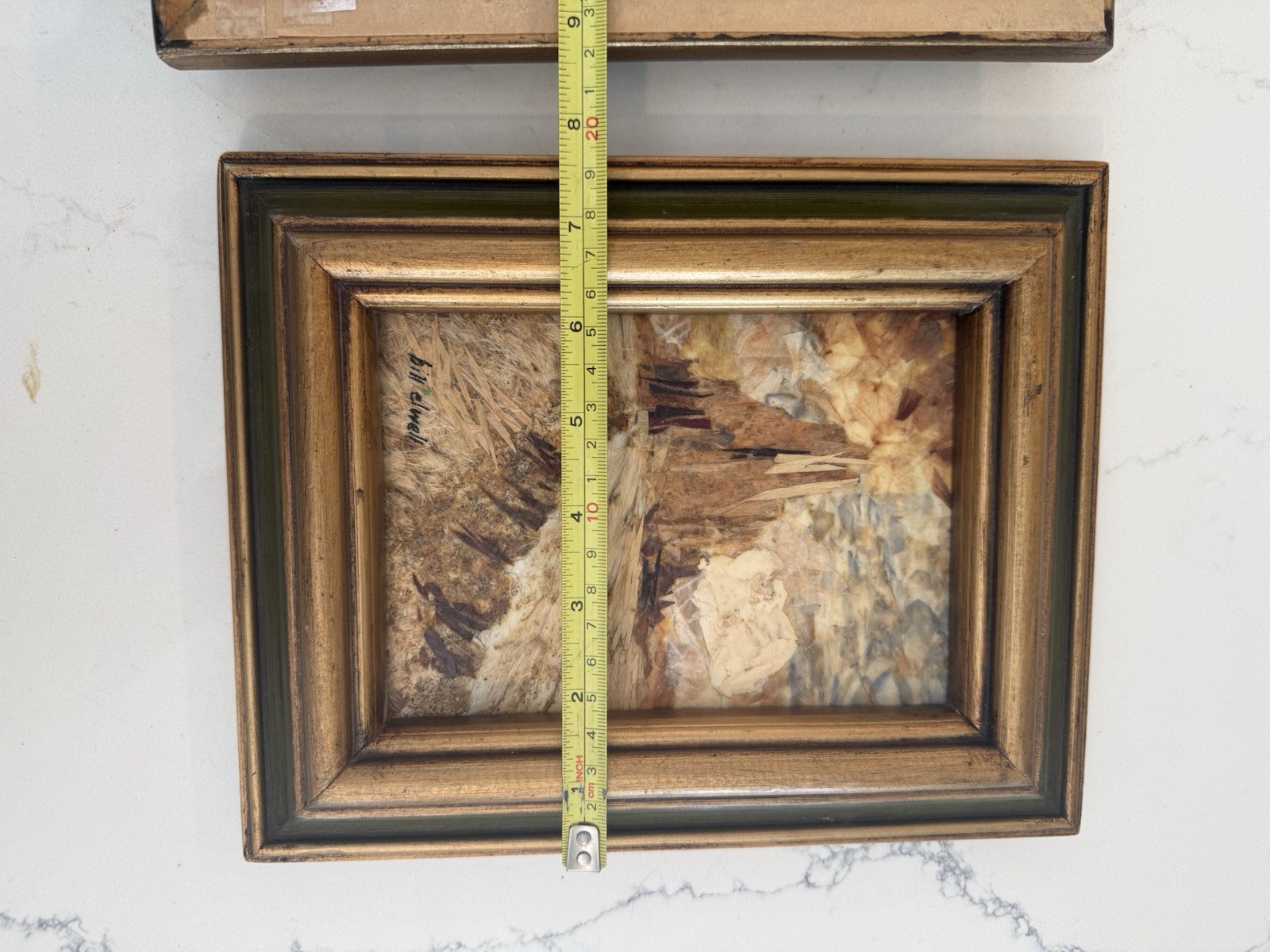 Bill Elwell Sun-dried organic material collage pair Vintage Signed OOAK Framed