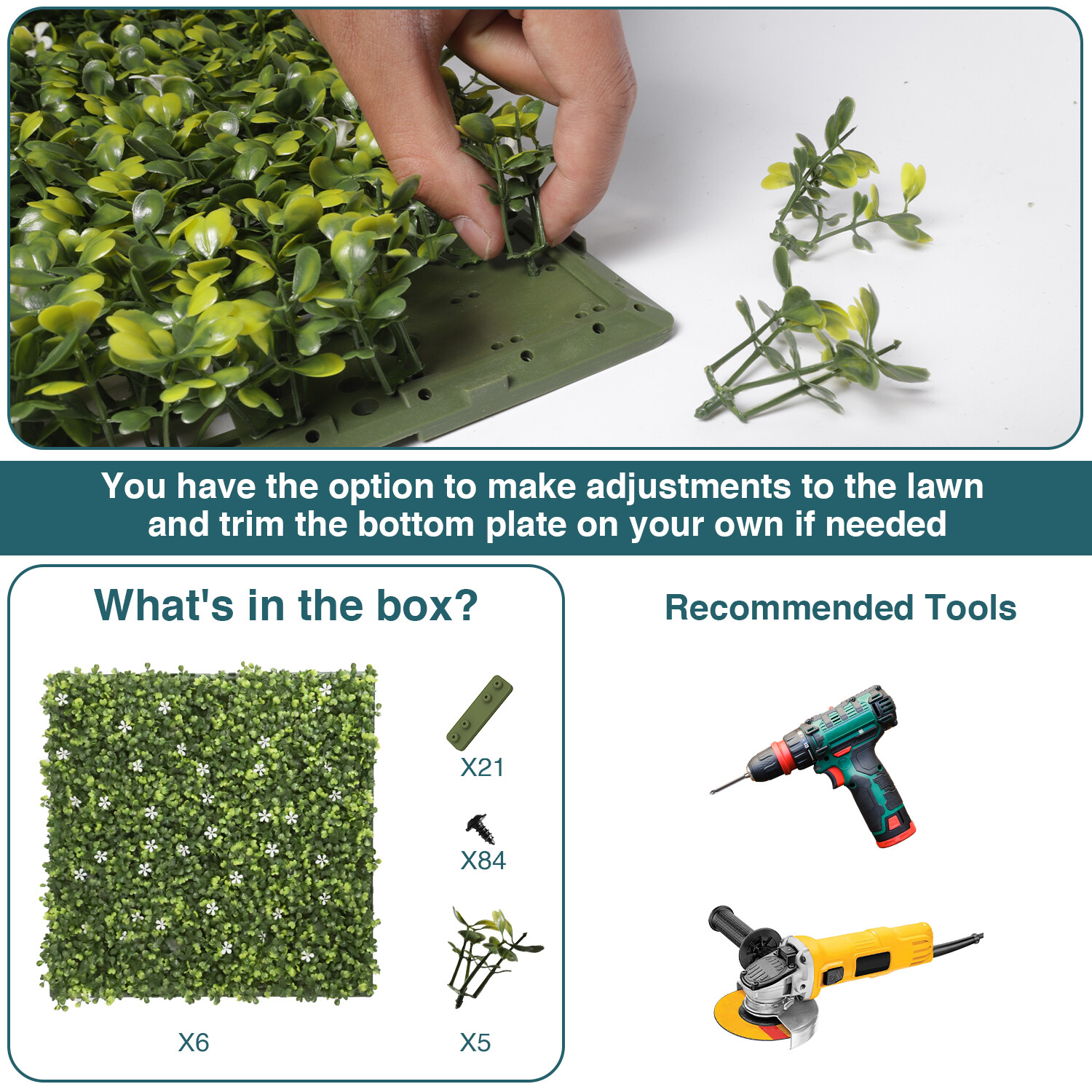 18″x18″ Artificial Ivy Mats Wall Hedge With Hard Panel for Indoor Outdoor Decor