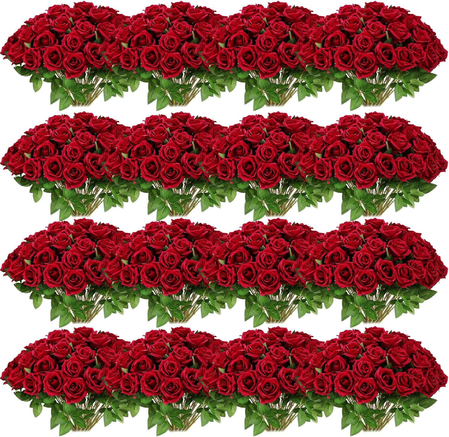150 Pcs Realistic Wine Red Silk Roses for Wedding Decor & Home Arrangements