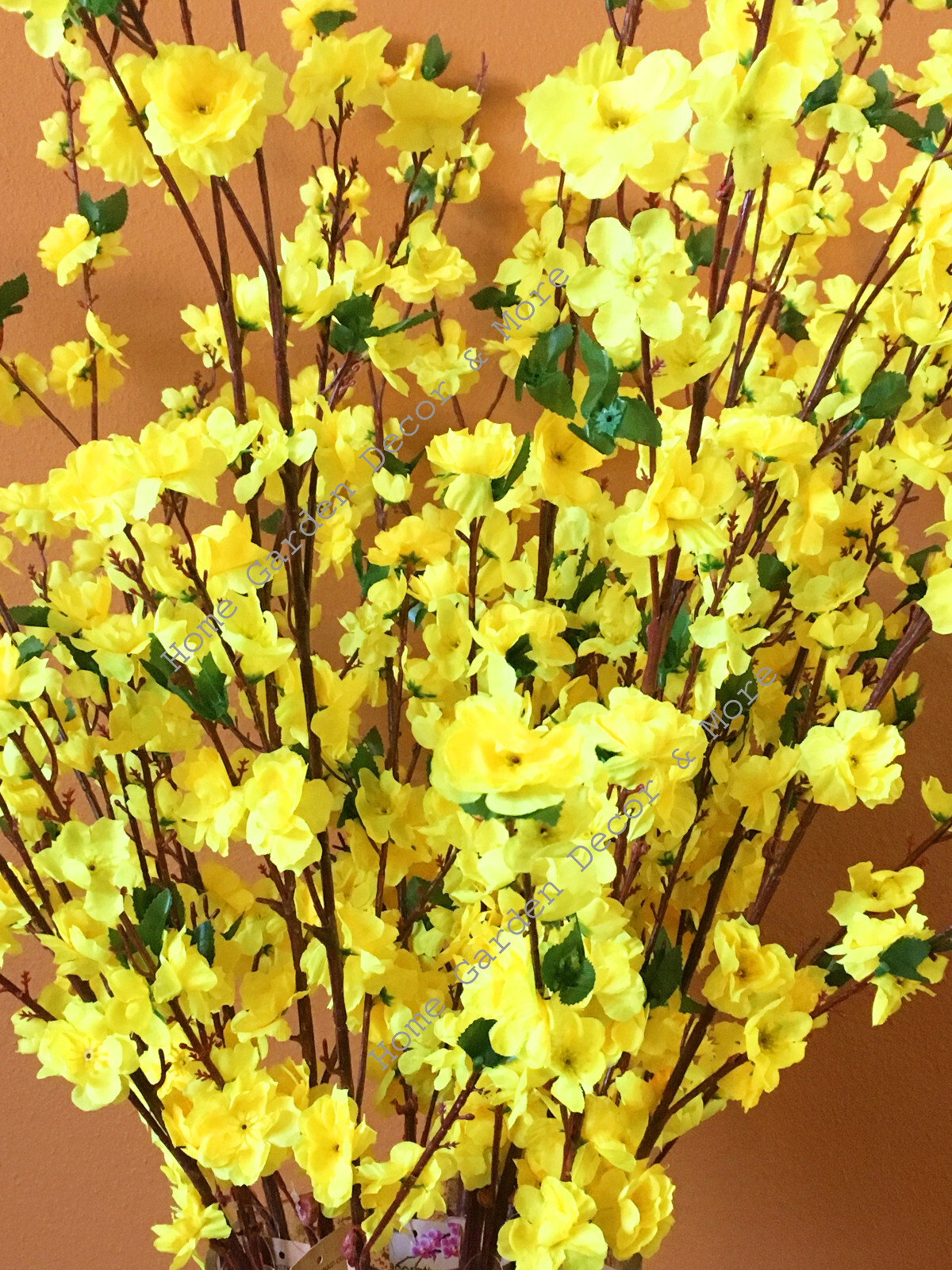 12 PACK 48″ Long Stem Artificial Realistic Silk YELLOW Cherry Blossom Flowers