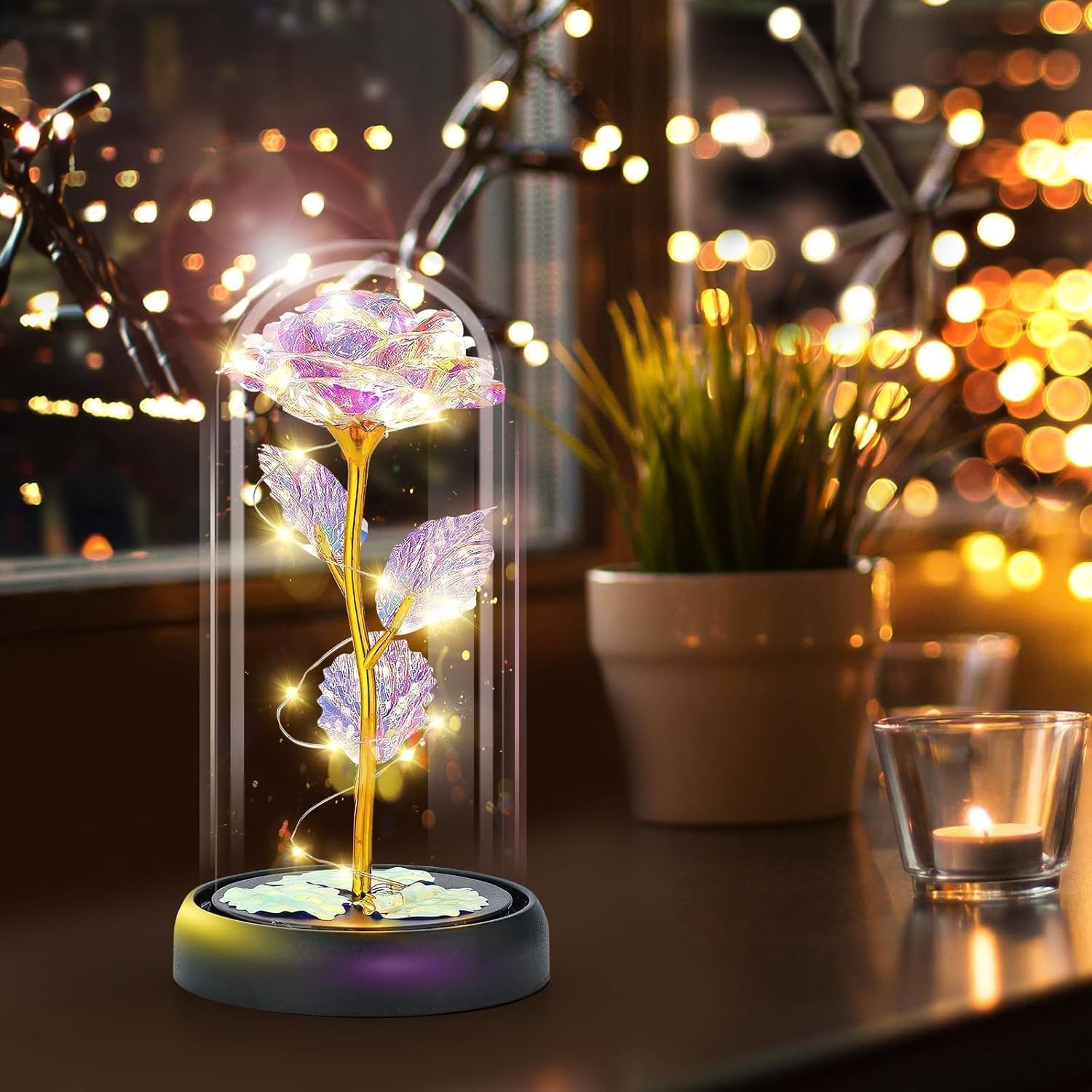 Otlonpe Forever Glass Rose Flower – Mom Womens Gifts for Christmas Valentines Mo