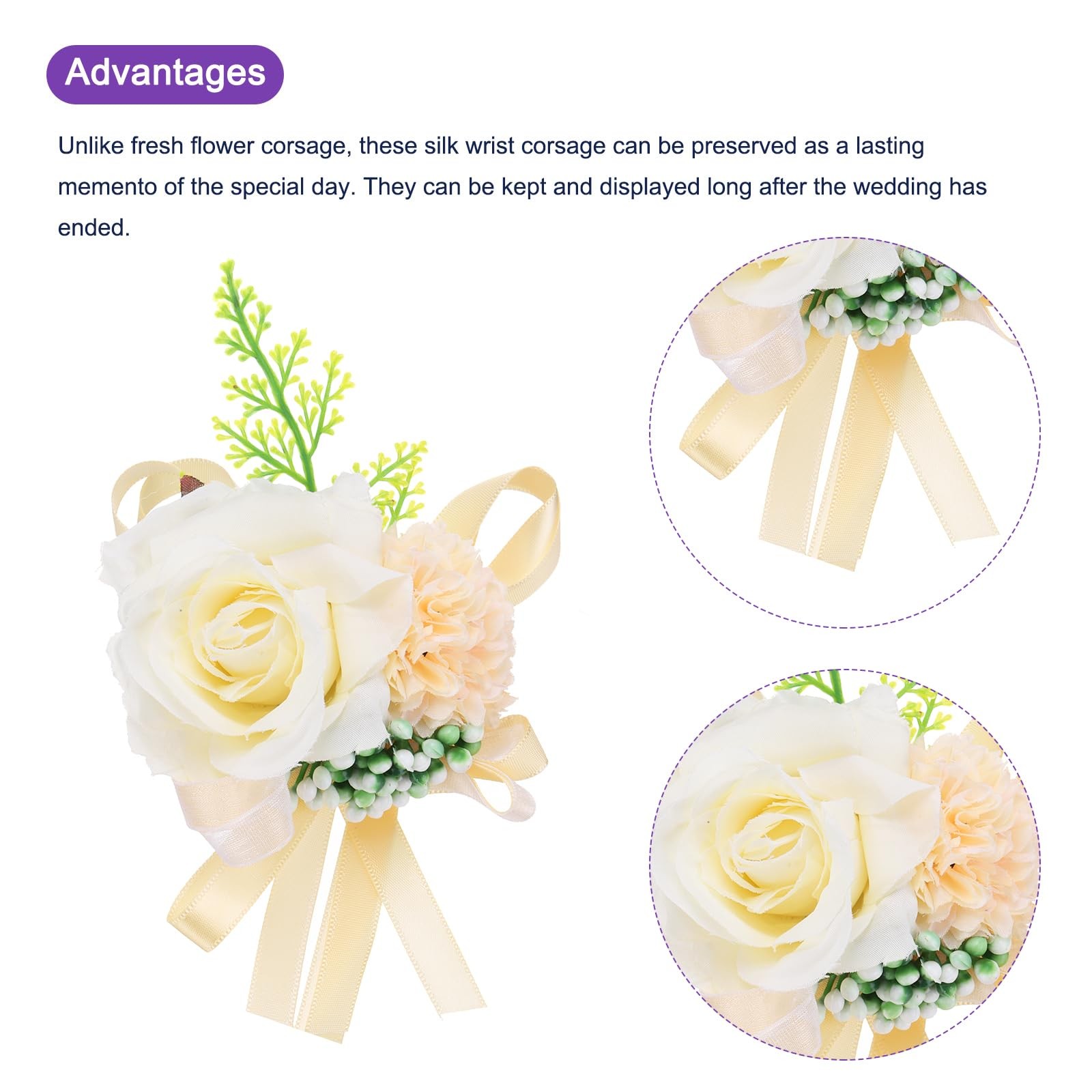 Wrist Corsage Artificial Flower Bracelets Pack of 1 Rose Wrist Bride Groom De…