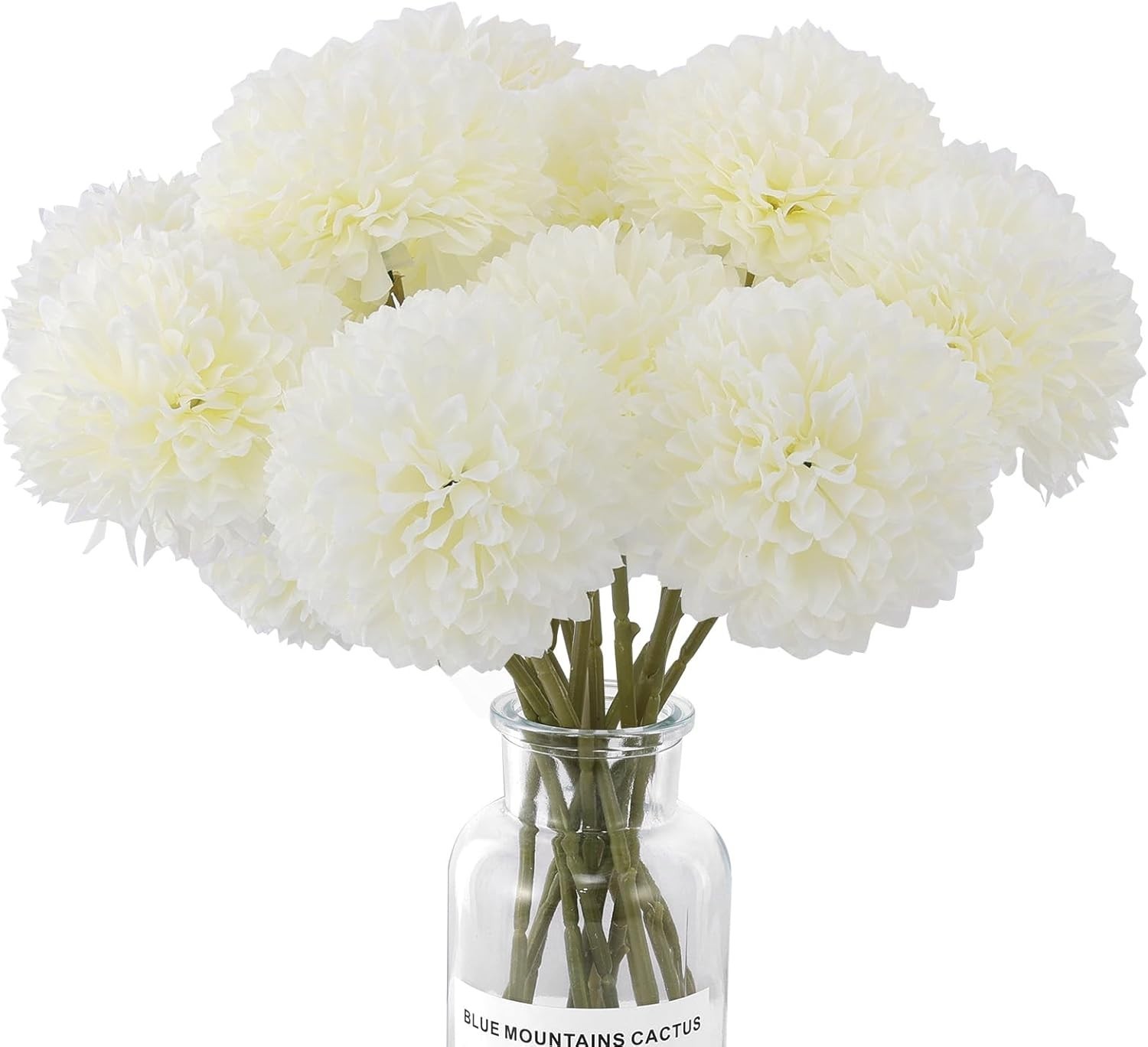 12 Pcs Artificial Chrysanthemums Flowers Silk Ball White Fake