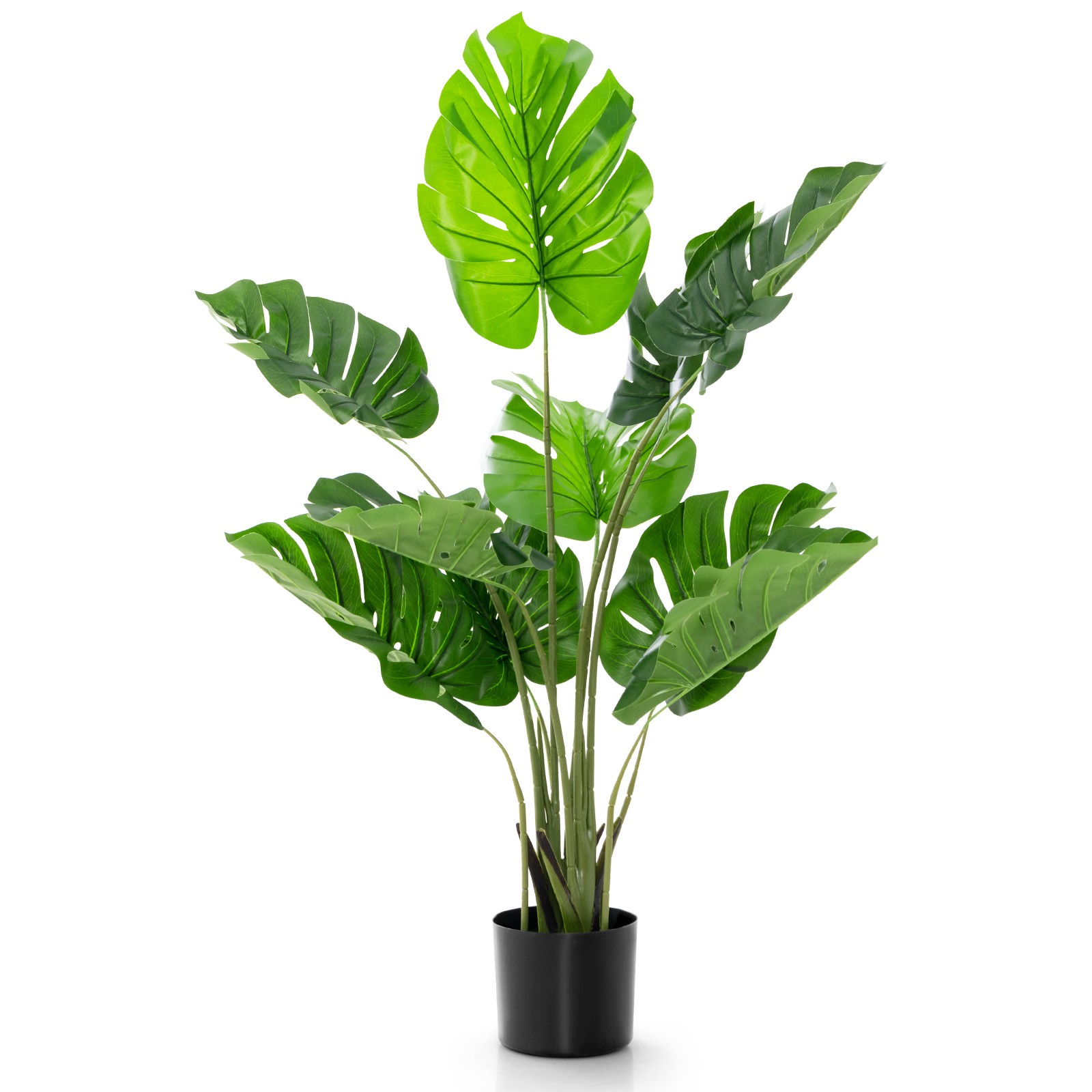 Costway 4FT Artificial Monstera Deliciosa Plant Fake Palm Tree Indoor Outdoor
