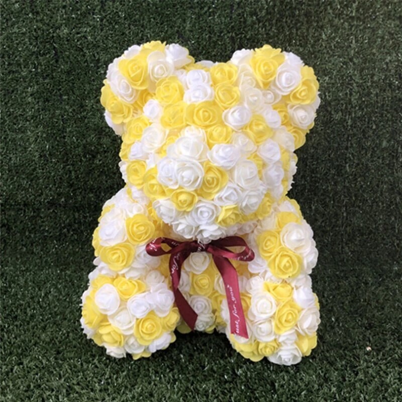 Unique white and yellow 35 cm Rose Bear Great gift!!!