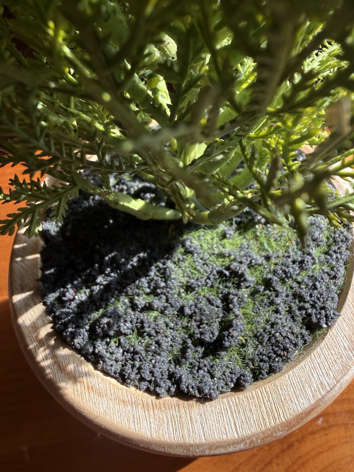 Two Realistic 22 Inch Mini Potted Faux Cedar Pine Trees In Wood Pots
