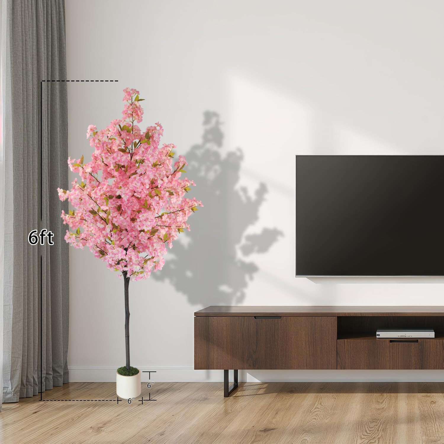 6FT Pink Artificial Cherry Blossom Tree – Lifelike Silk Decor for Home & Office
