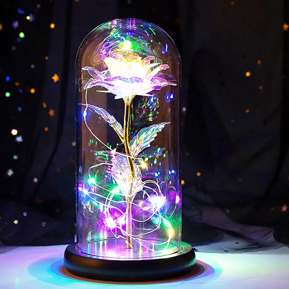 Valentine’s Day Gift Enchanted Eternal LED Rose Flower In Glass Dome LED Light