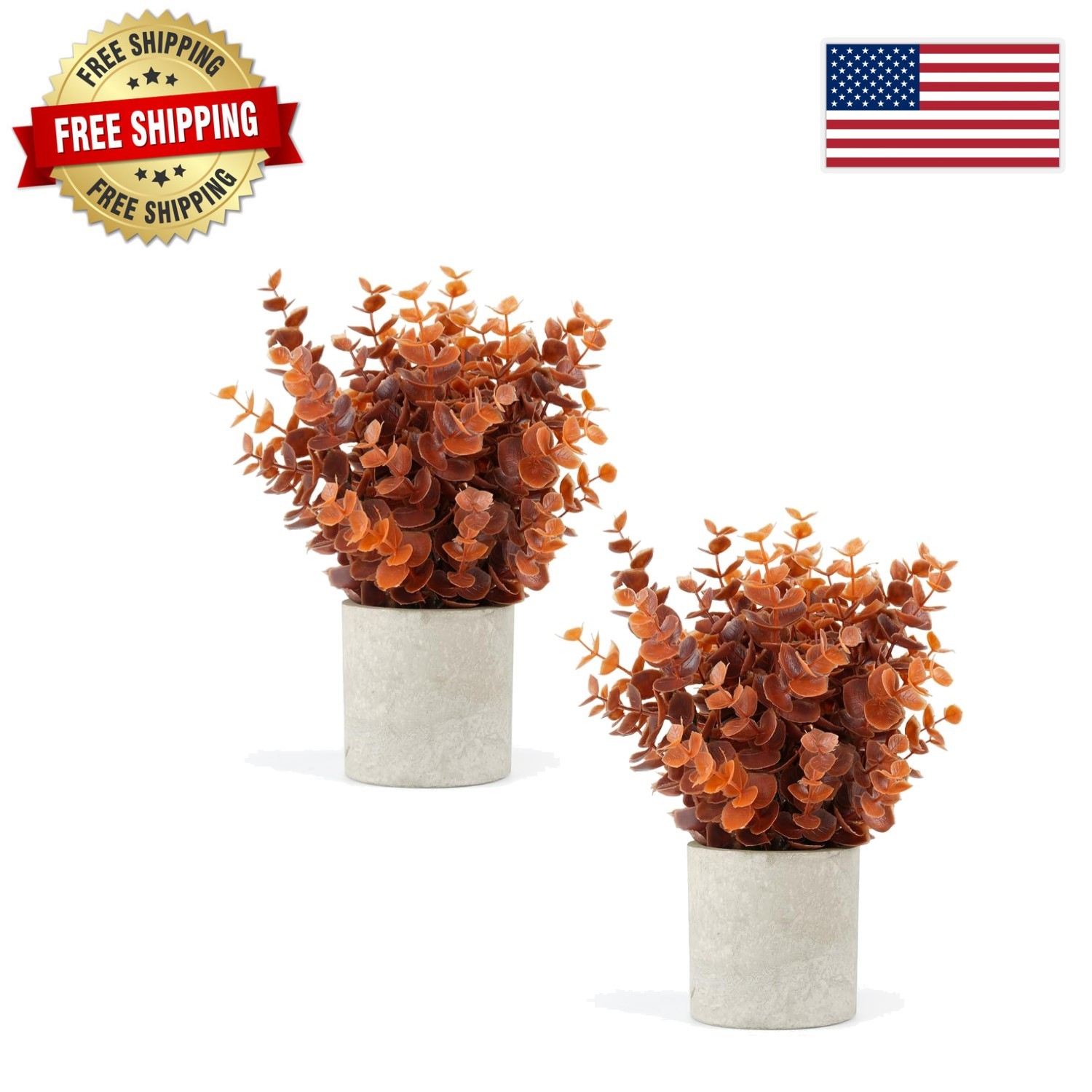 2 Pack Low Maintenance Faux Eucalyptus Plants for Cozy Home Decor – Autumn Vibes