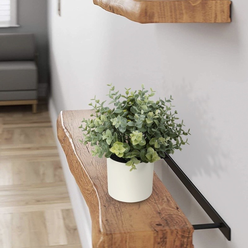 Artificial Eucalyptus Plant Cream Pot Tabletop Decor Maintenance Free Greenery