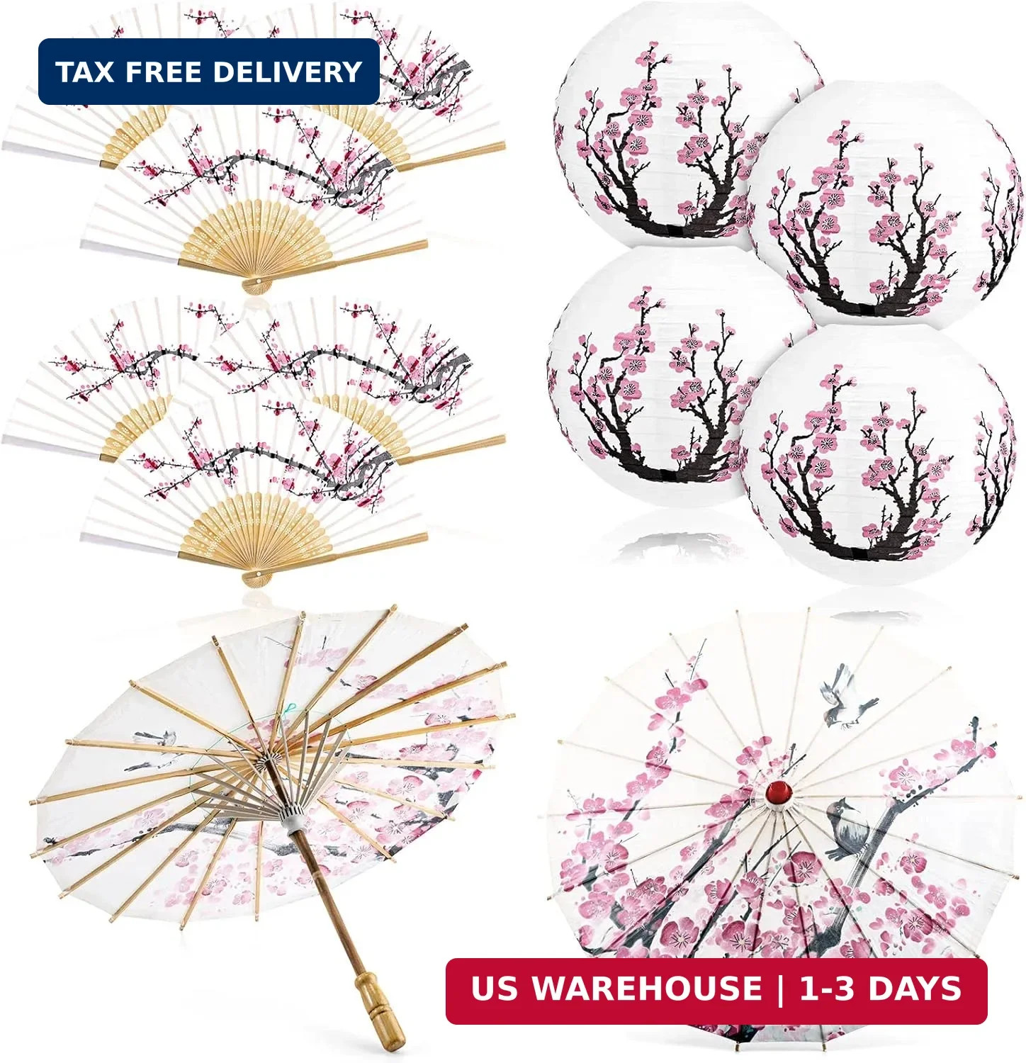 Tallew 12 Pcs Cherry Japanese Blossom Decor Set Chinese New Year Decorations 4 B