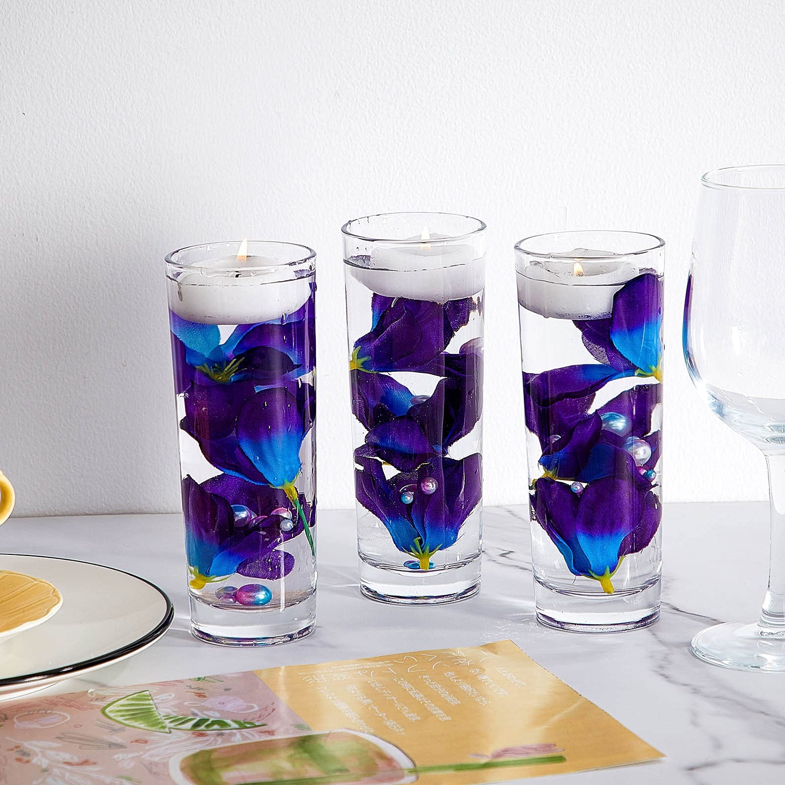 8PCS Artificial Orchid Flowers 27 Inch Silk Orchid Stems Blue Purple