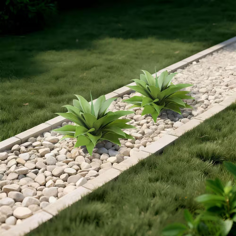 22 In. (Set of 2) Artificial Agave Plant with Ground Spike Fake Agave Plant for