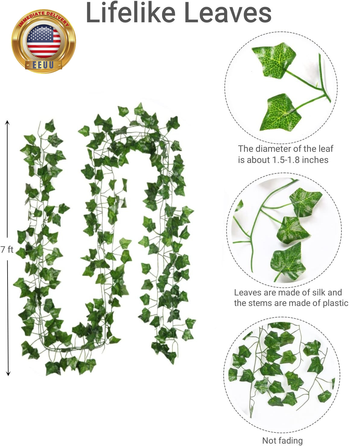 Fake Vines for Room Decor(12 Pack 84 Feet) Aesthetic Artificial Plant Ivy Leaves
