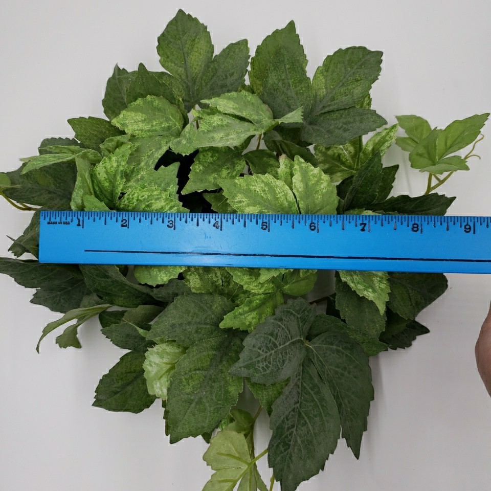 Artificial Ivy Leaf Vine Vtg Pillar Candle Ring SET of 2 Plastic Fabric Greenery
