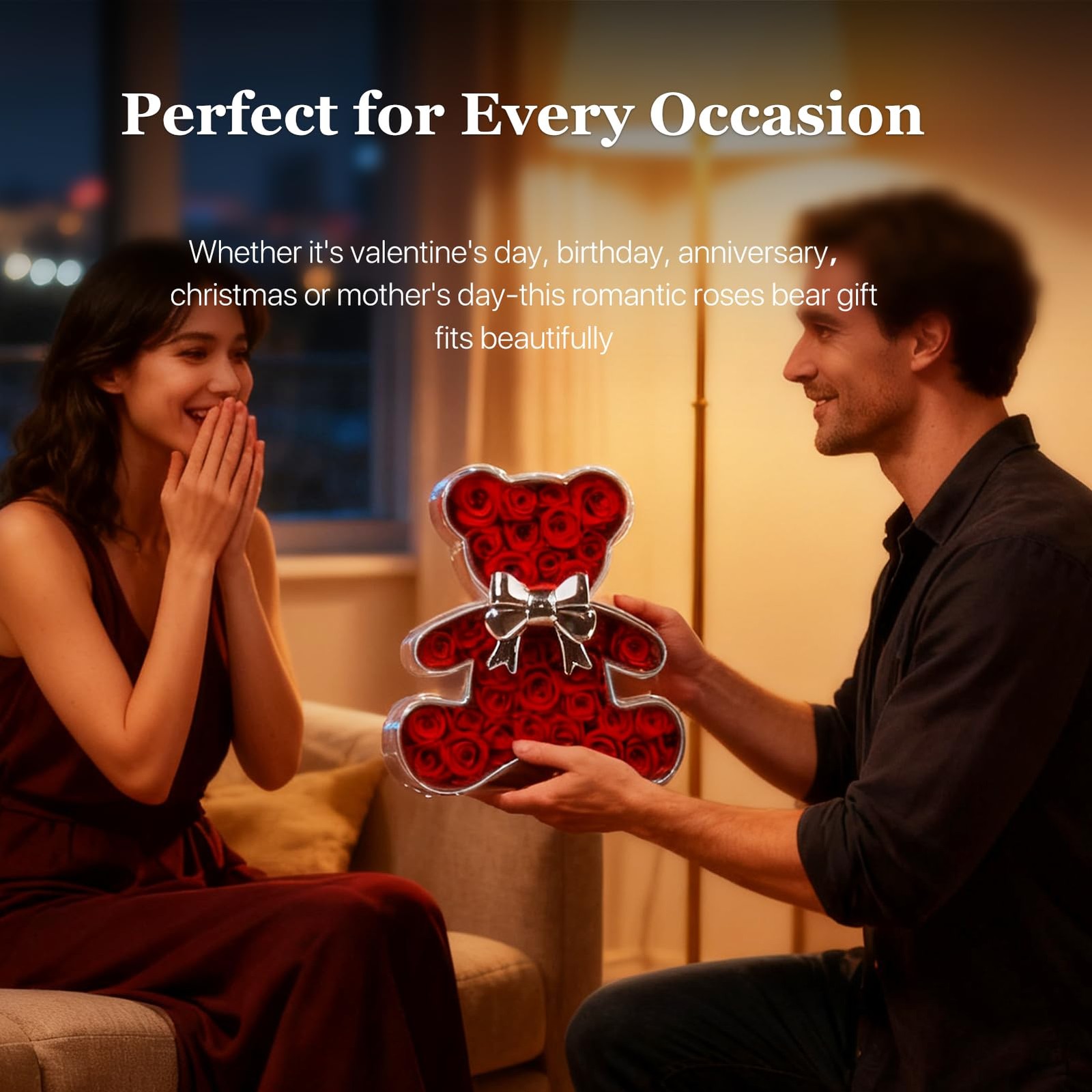Preserved Roses Bear Gift for Women, Romantic Eternal Flowers Bear Gifts for …