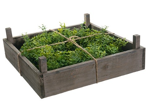 Allstate 14″ Boxwood Artificial Spring Wreath in Rustic Wood Frame Box