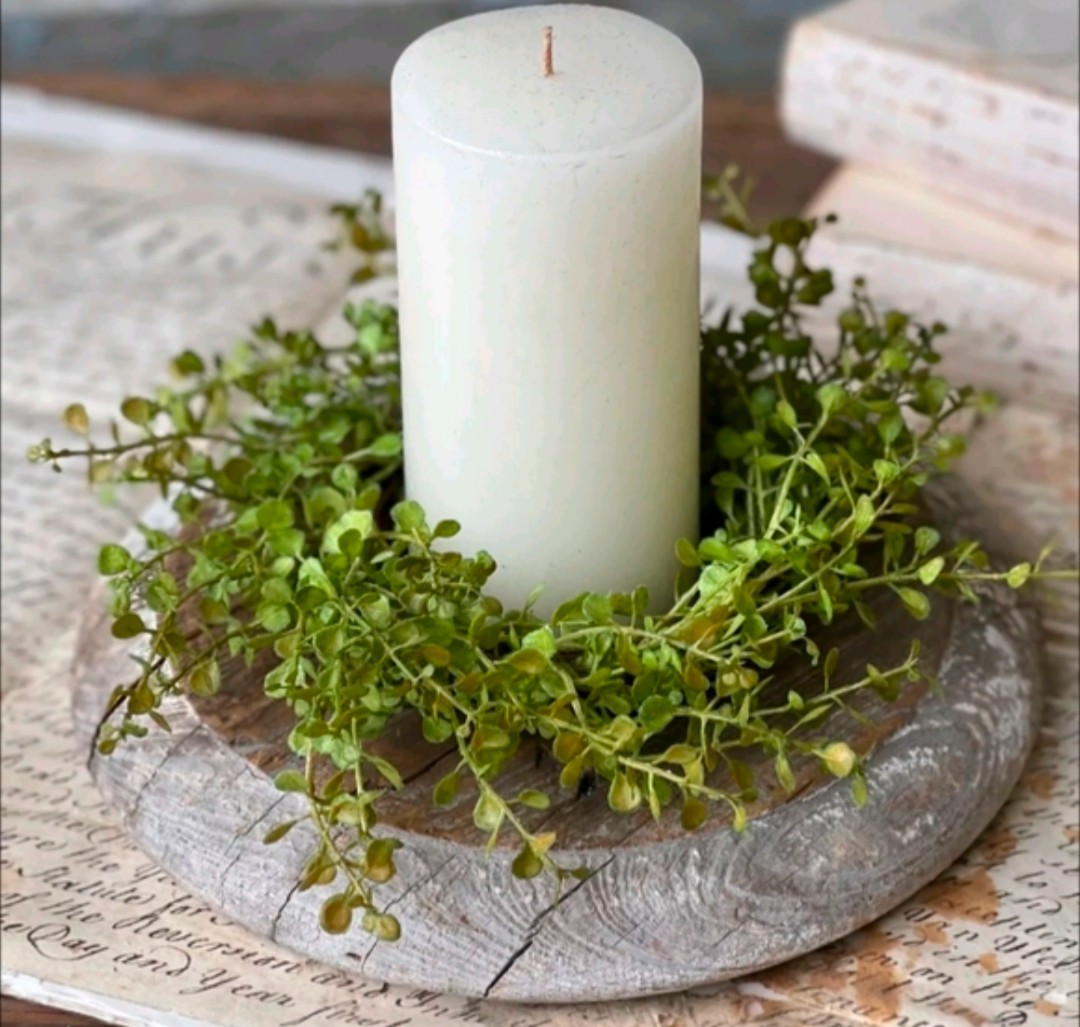 3-1/2″ Light Green Peppergrass Baby’s Grass Candle Ring Floral Decor Wreath