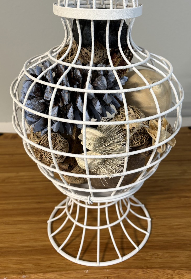 Farmhouse Cottagecore Wire Urn Centerpiece W/ Natural Botanical Fillers