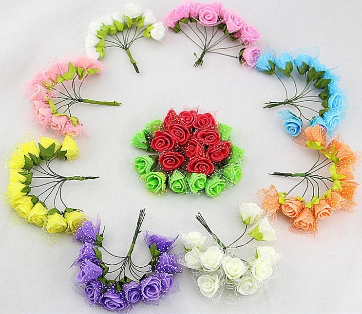 144pcs Mini Artificial Rose Flower Heads and Soft Stem,25mm PE Tiny Rose add …